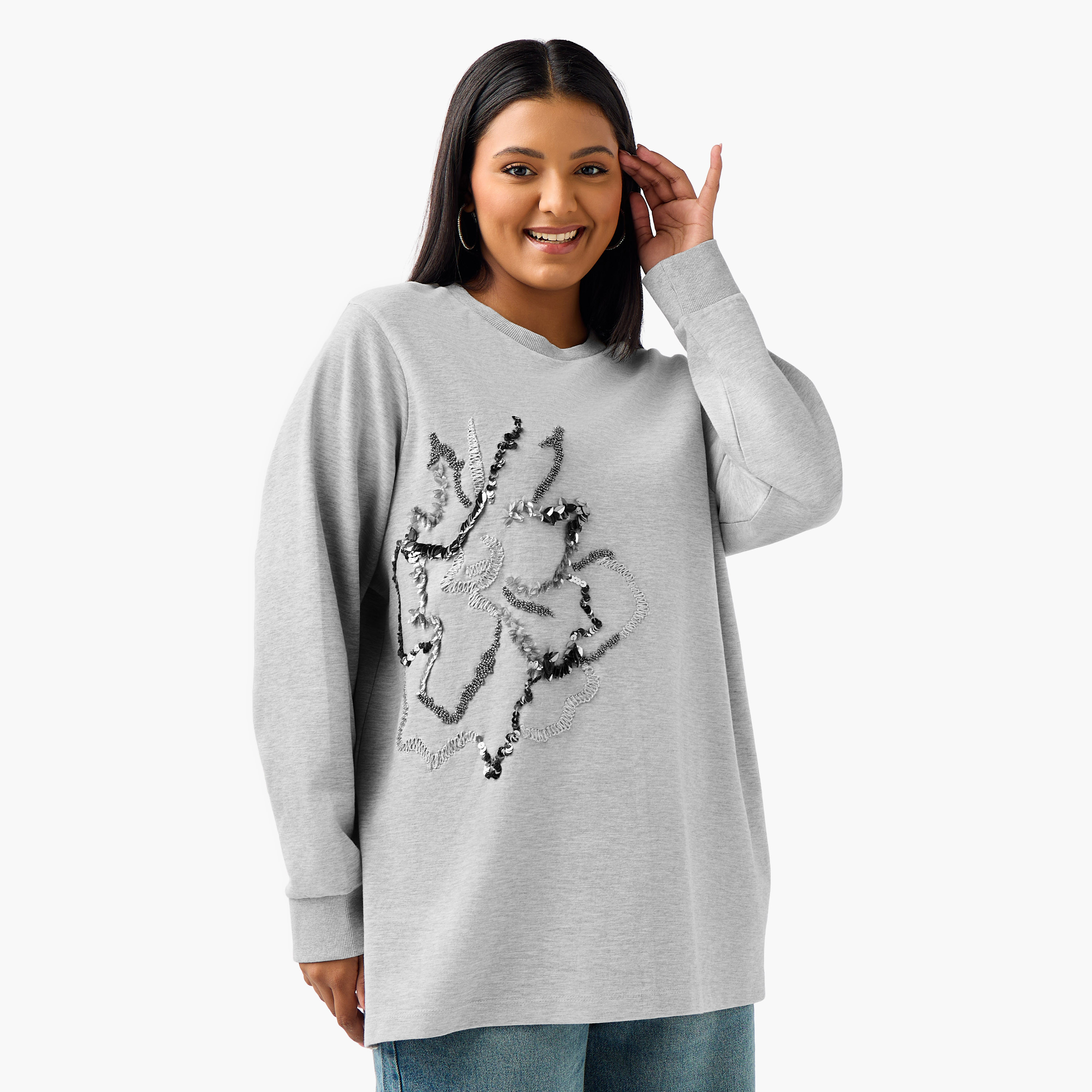 Ulla Popken Sweatshirt with Embellishment-women-winterwear-hoodiesandsweatshirts-sweatshirts-image-1