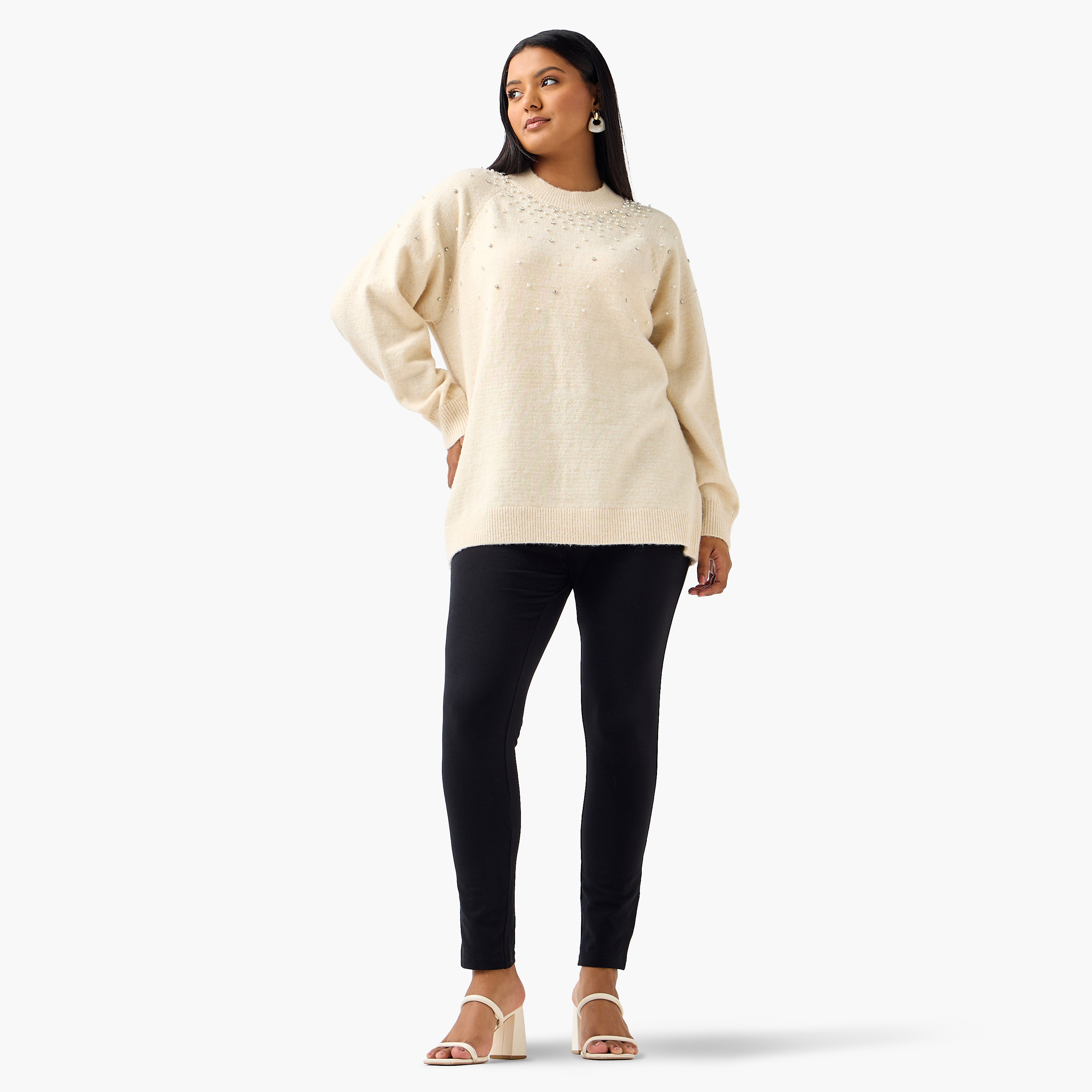 Ulla Popken Relaxed Fit Embellished Crew Neck Sweater-women-clothing-cardigansandjumpers-jumpers-image-2