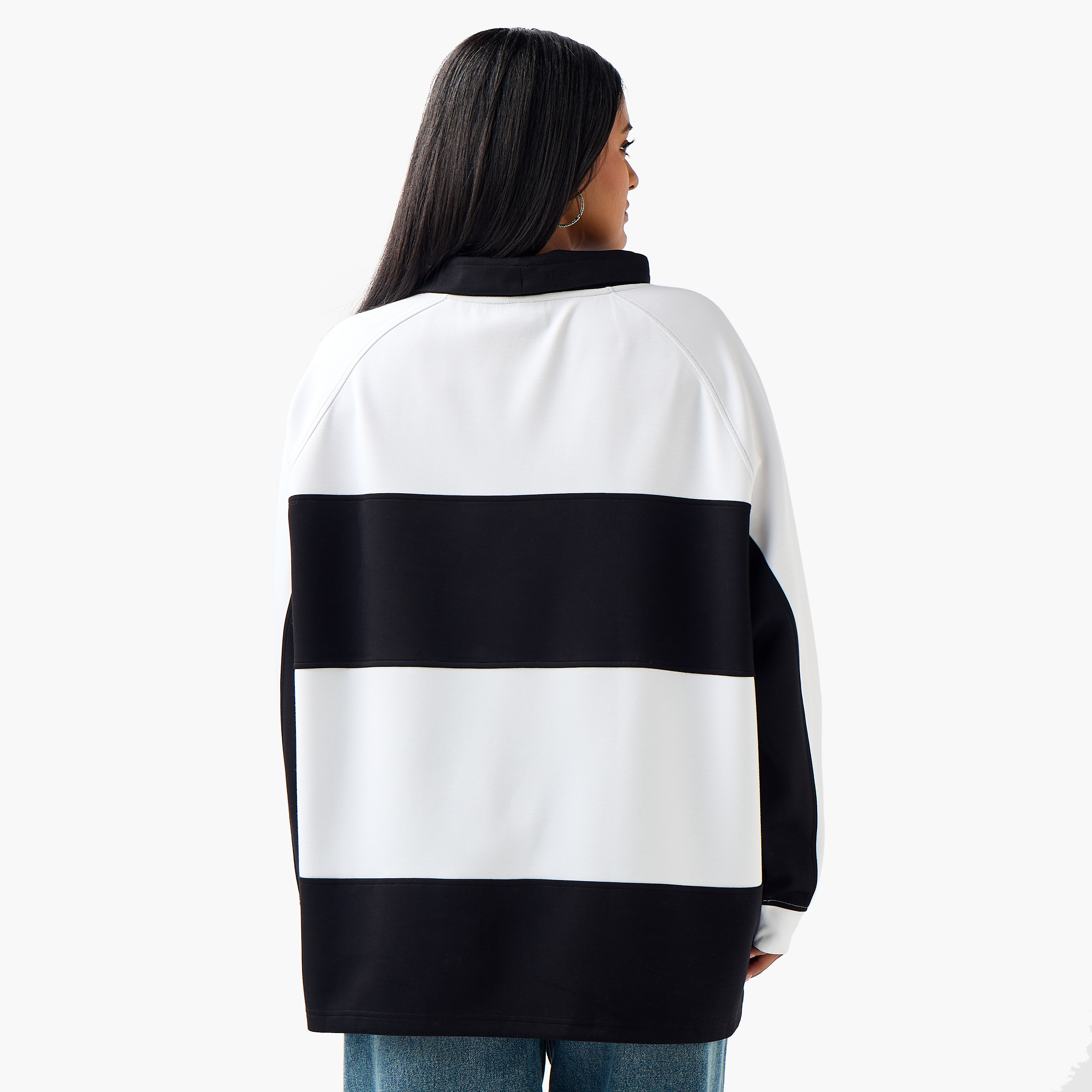 سويت شيرت مخطط بقصّة مريحة من أولا بوبكين-women-winterwear-hoodiesandsweatshirts-sweatshirts-image-3
