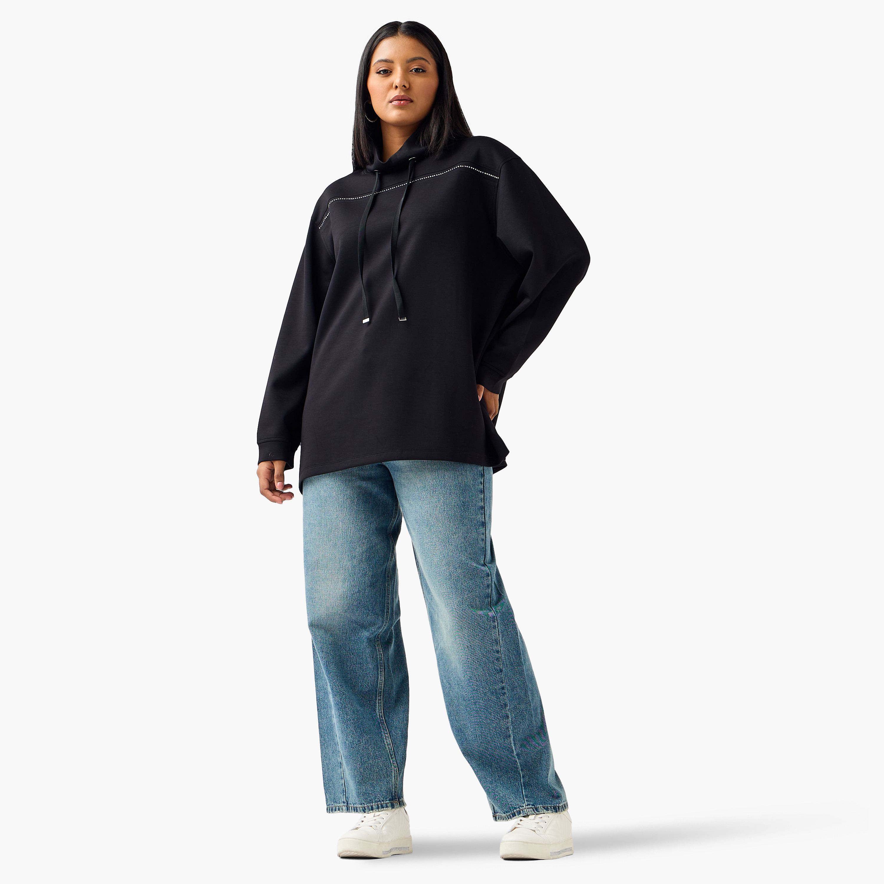 Ulla Popken Relaxed Fit Sweatshirt with Embellishment-women-winterwear-hoodiesandsweatshirts-sweatshirts-image-2