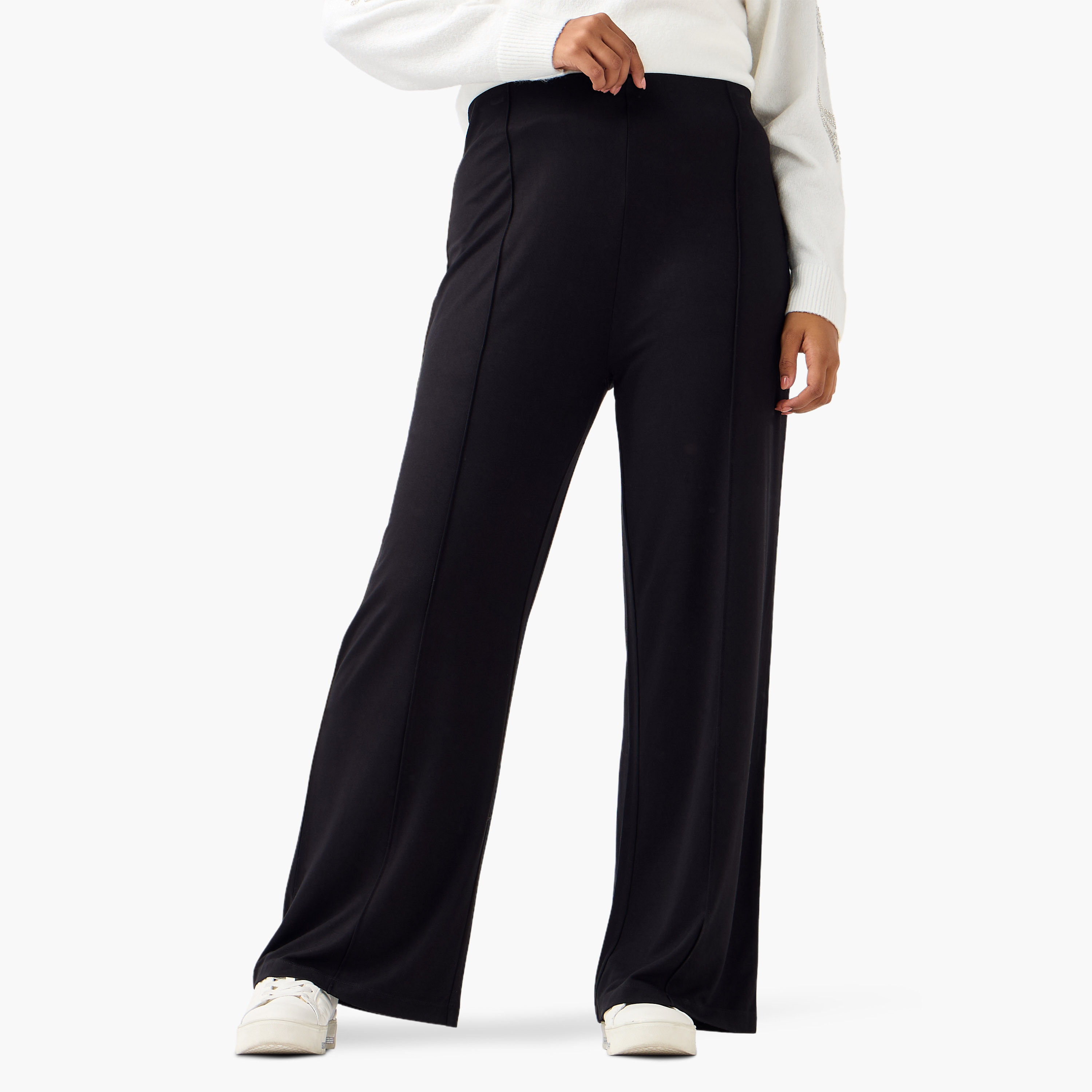 Ulla Popken Pintuck Regular Fit Flexi Waist Trousers-women-clothing-trousers-image-1