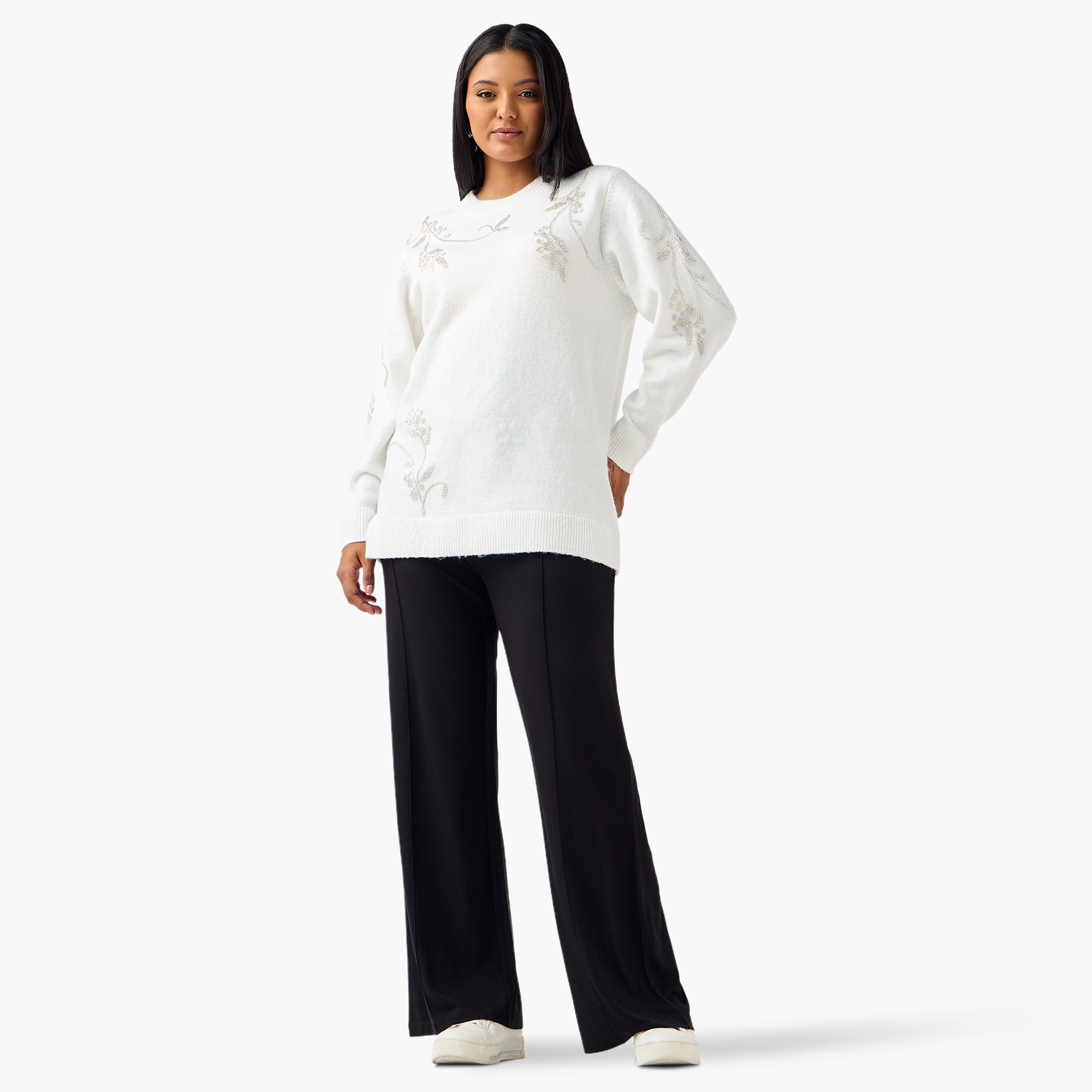 Ulla Popken Pintuck Regular Fit Flexi Waist Trousers-women-clothing-trousers-image-2