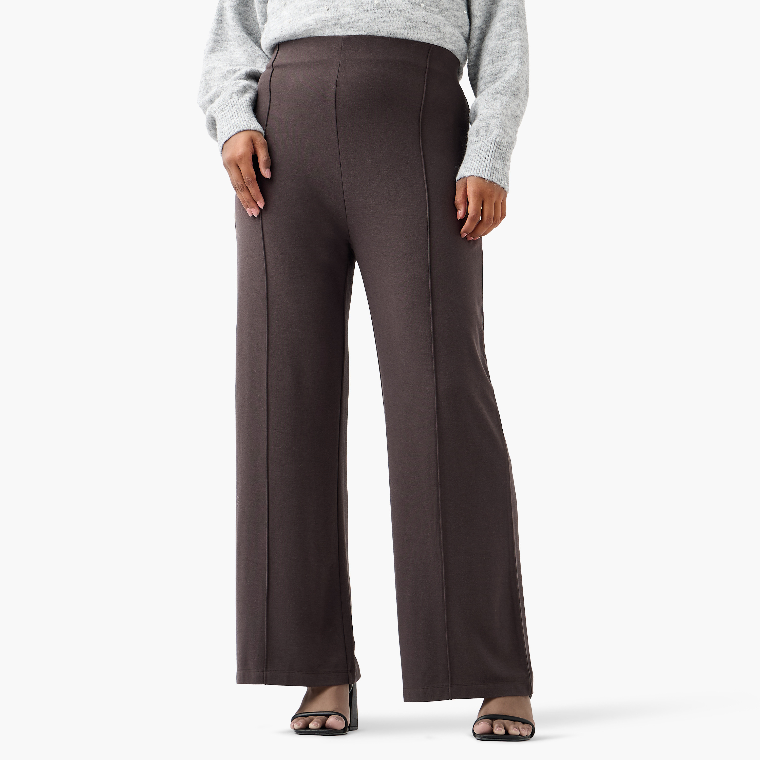 بنطلون بينتوك واسع الساقين بخصر مطاطي من أولا بوبكن-women-clothing-bottoms-trousers-image-1