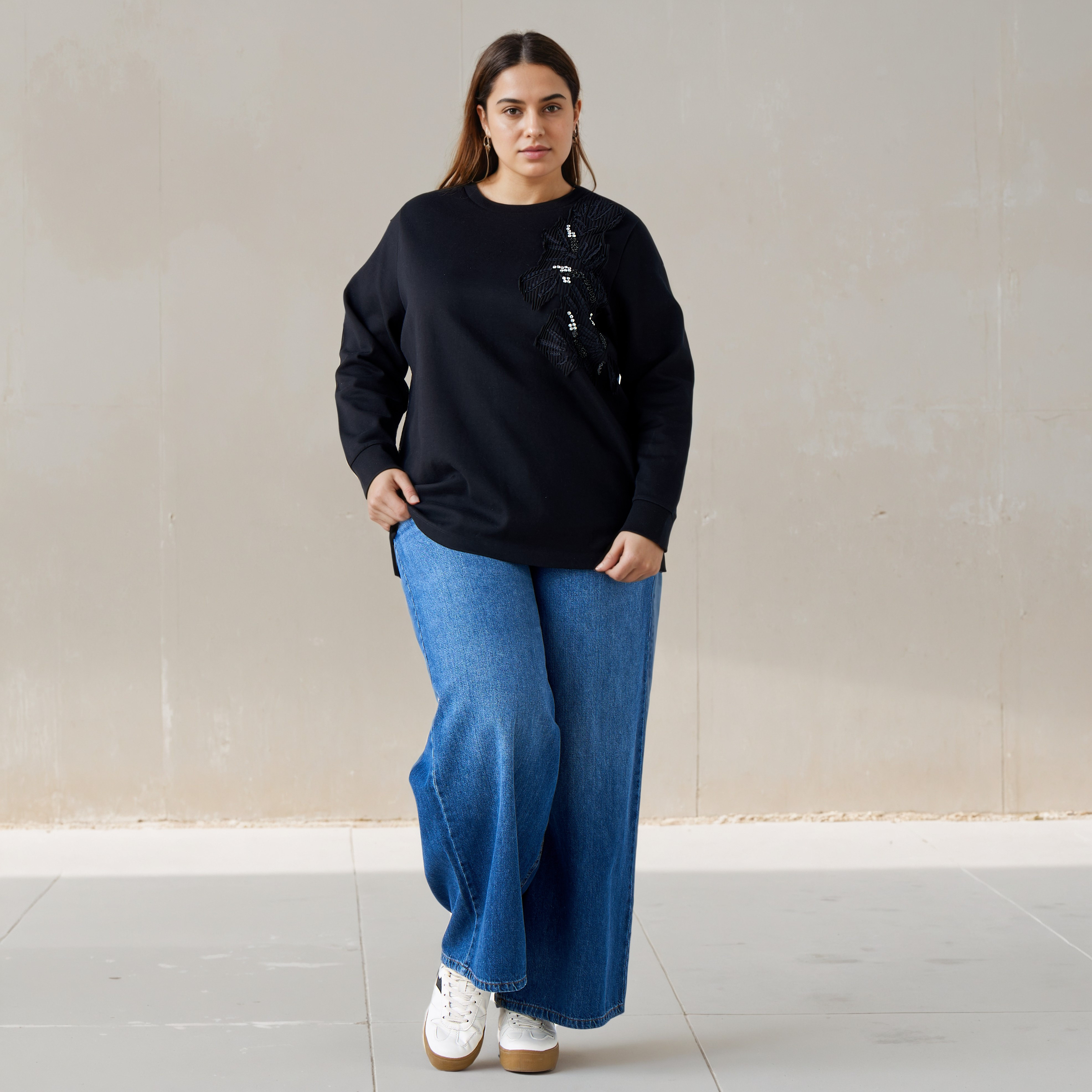 Ulla Popken Sweatshirt with Embellishment-women-winterwear-hoodiesandsweatshirts-sweatshirts-image-2