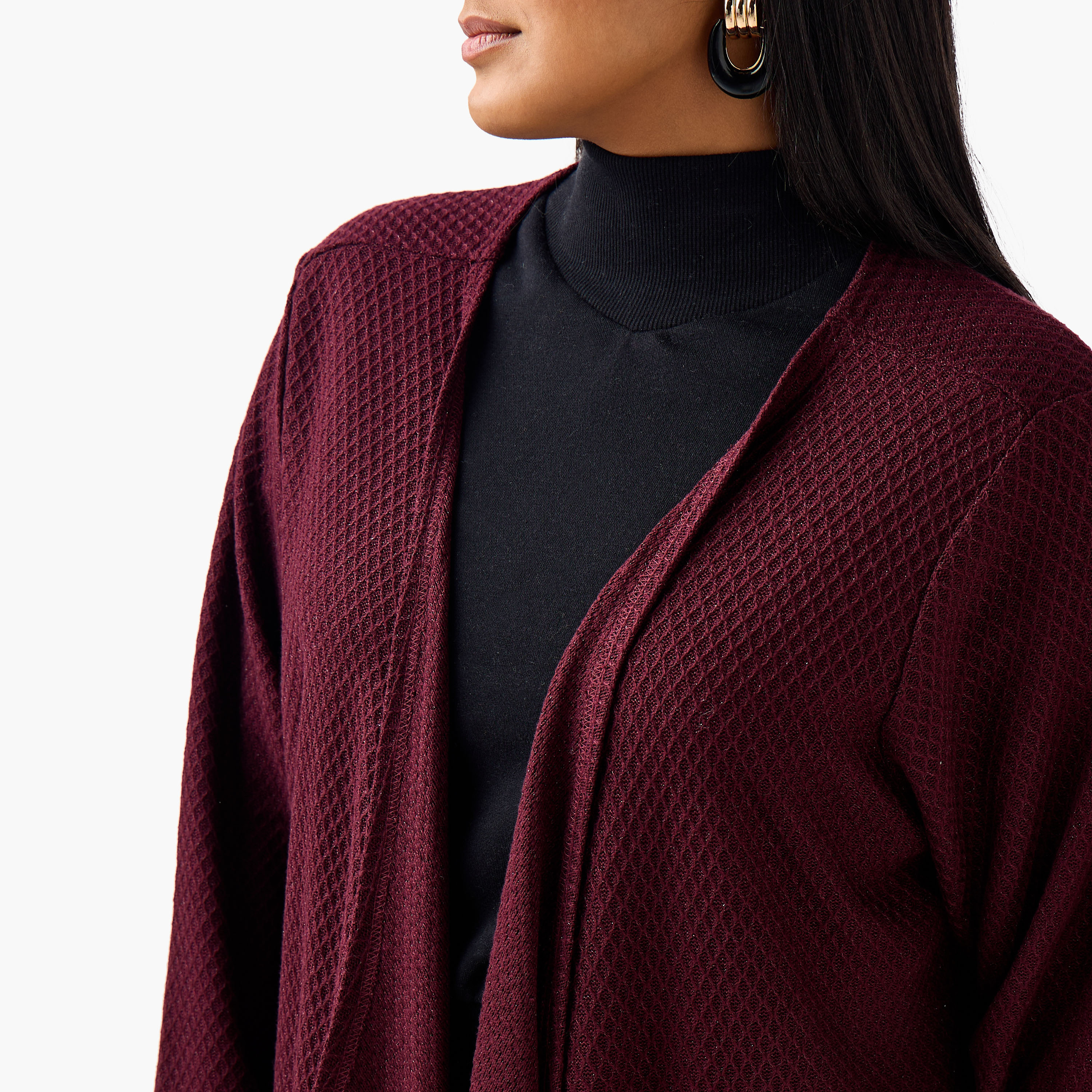 Ulla Popken Relaxed Fit Longline Textured Cardigan-women-winterwear-cardigansandjumpers-cardigans-image-5