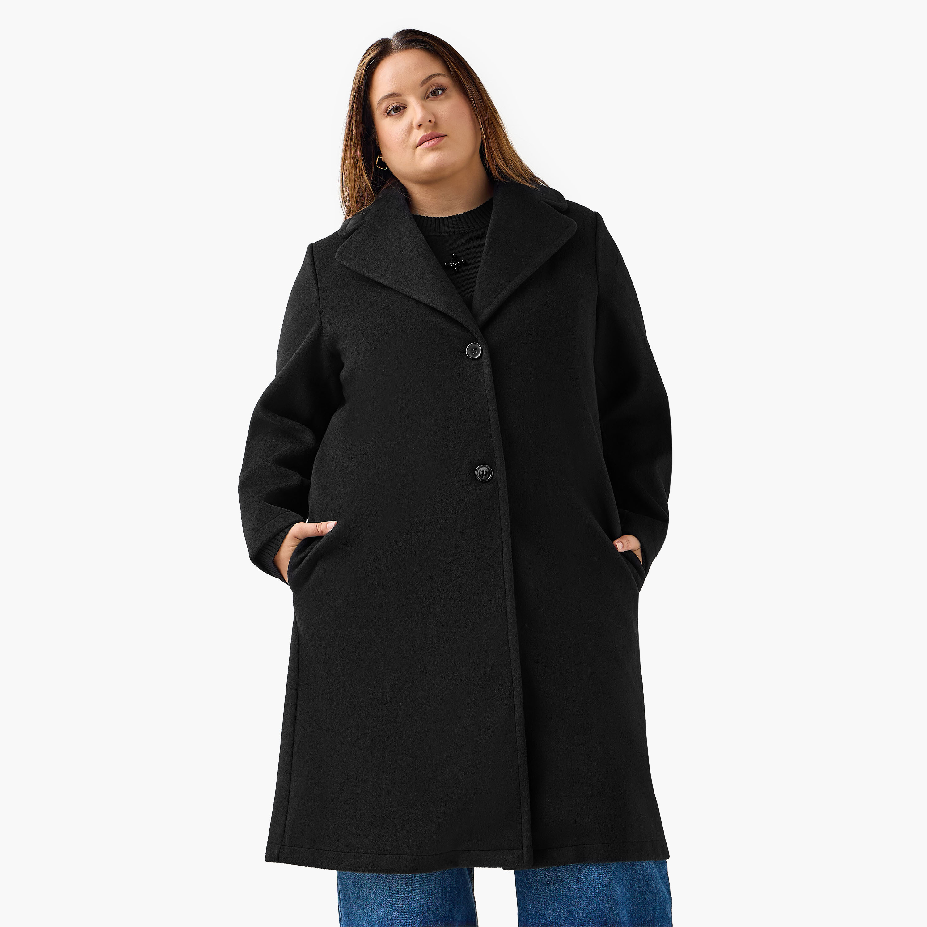 معطف طويل للنساء بوليستر مخلوط وياقة عادية من أولا بوبكن-women-clothing-coatsandjackets-coats-image-1