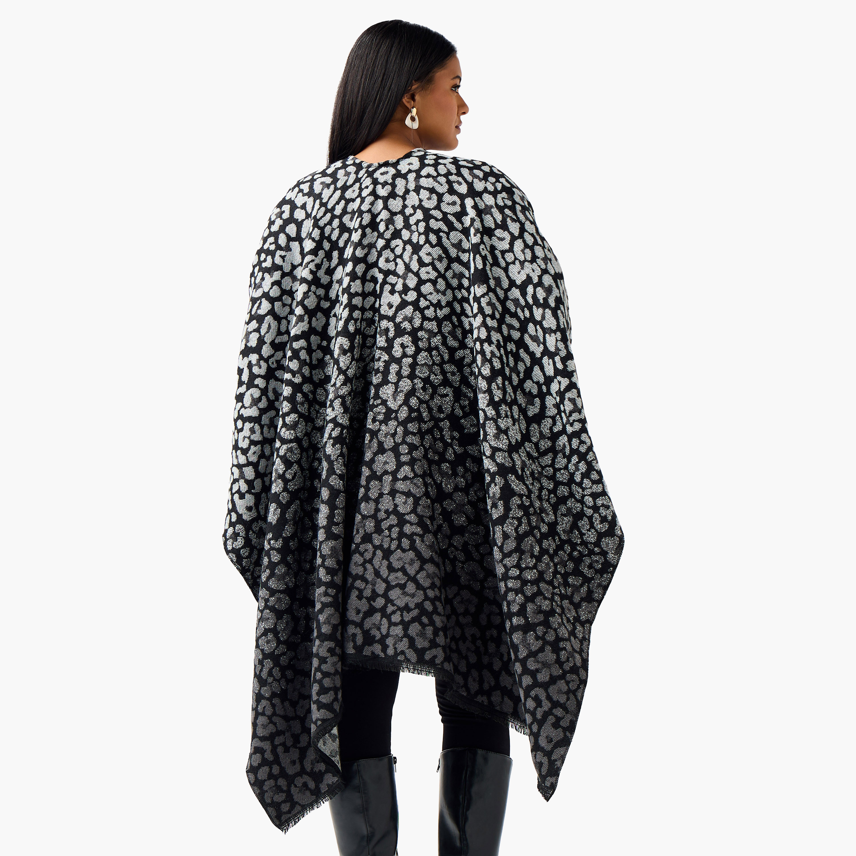 Ulla Popken Relaxed Fit Fringe Accent Poncho-women-winterwear-cardigansandjumpers-cardigans-image-4