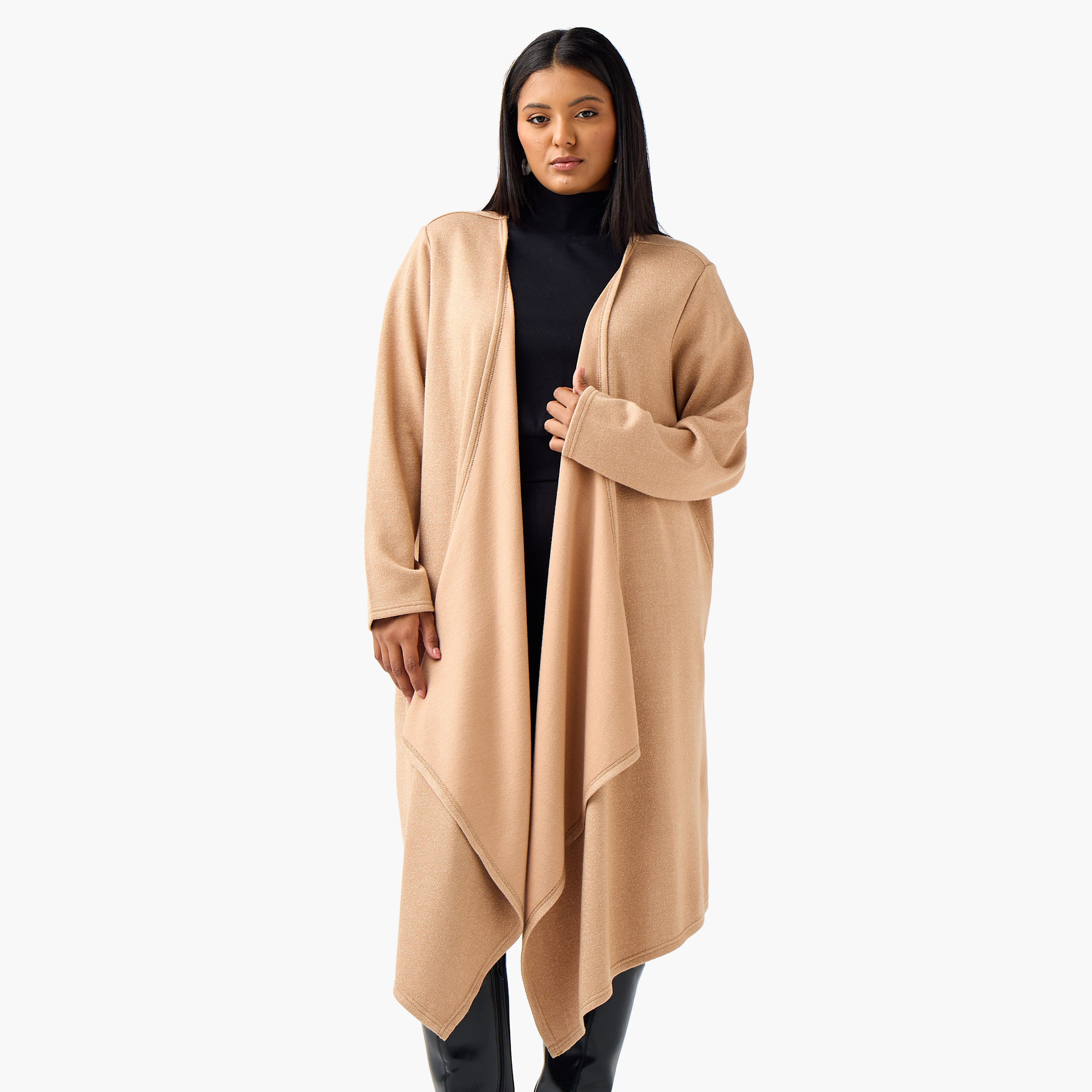 Ulla Popken Relaxed Fit Longline Asymmetric Cardigan-women-winterwear-cardigansandjumpers-cardigans-image-1