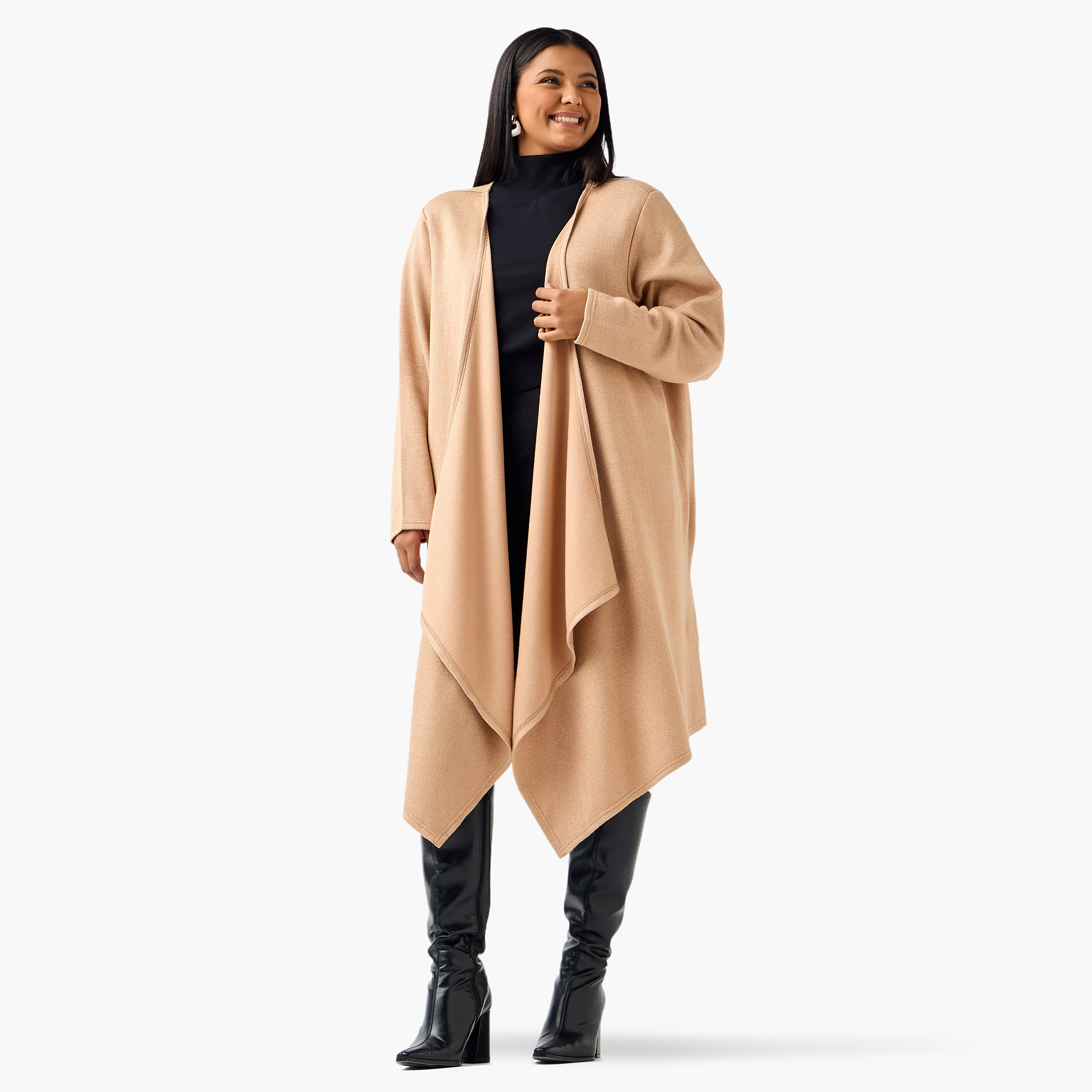 Ulla Popken Relaxed Fit Longline Asymmetric Cardigan-women-winterwear-cardigansandjumpers-cardigans-image-2