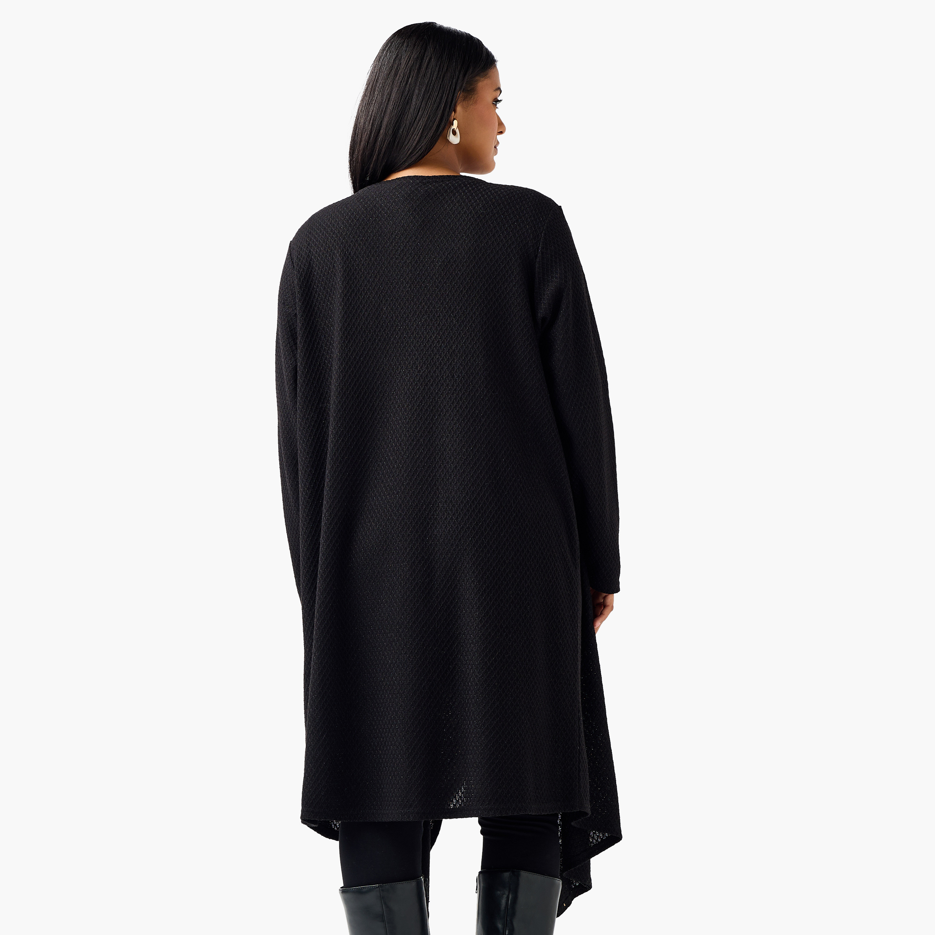 Ulla Popken Relaxed Fit Longline Textured Cardigan-women-winterwear-cardigansandjumpers-cardigans-image-4
