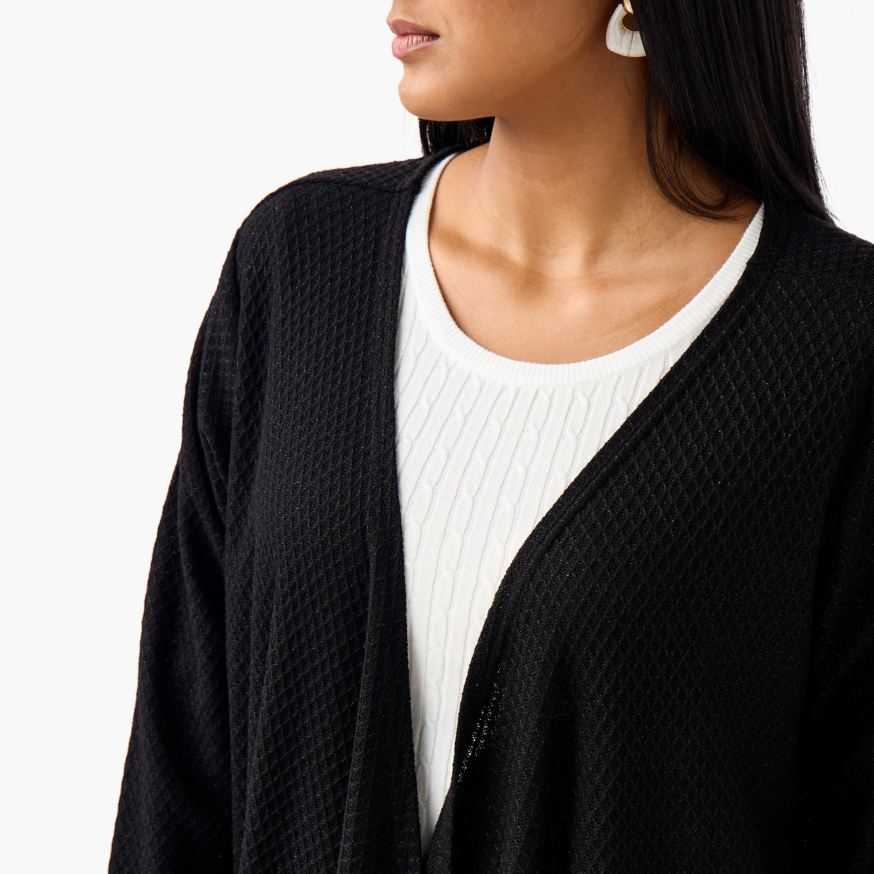 Ulla Popken Relaxed Fit Longline Textured Cardigan-women-winterwear-cardigansandjumpers-cardigans-image-5