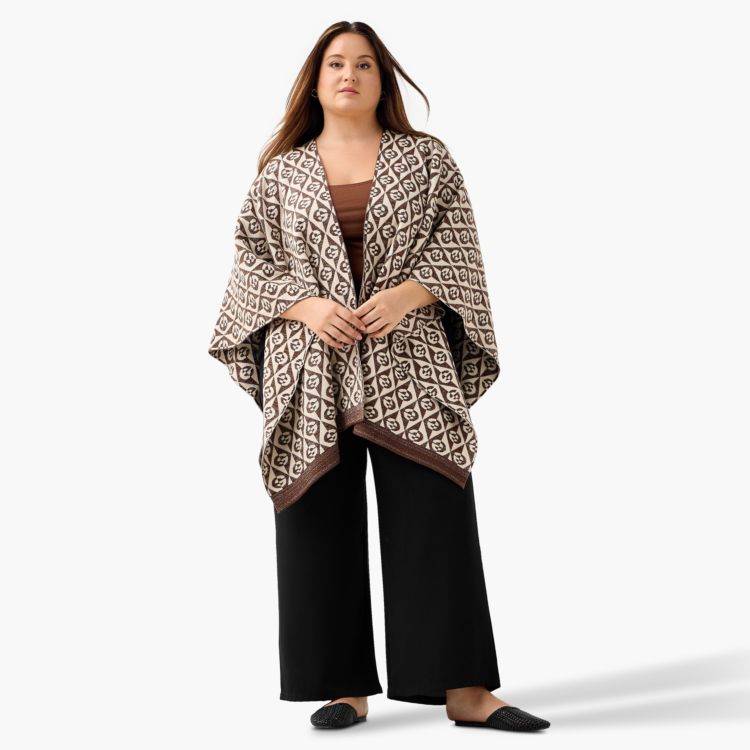 بونشو بقصّة عادية غير متماثلة وطبعات من أولا بوبكين-women-winterwear-cardigansandjumpers-cardigans-image-2