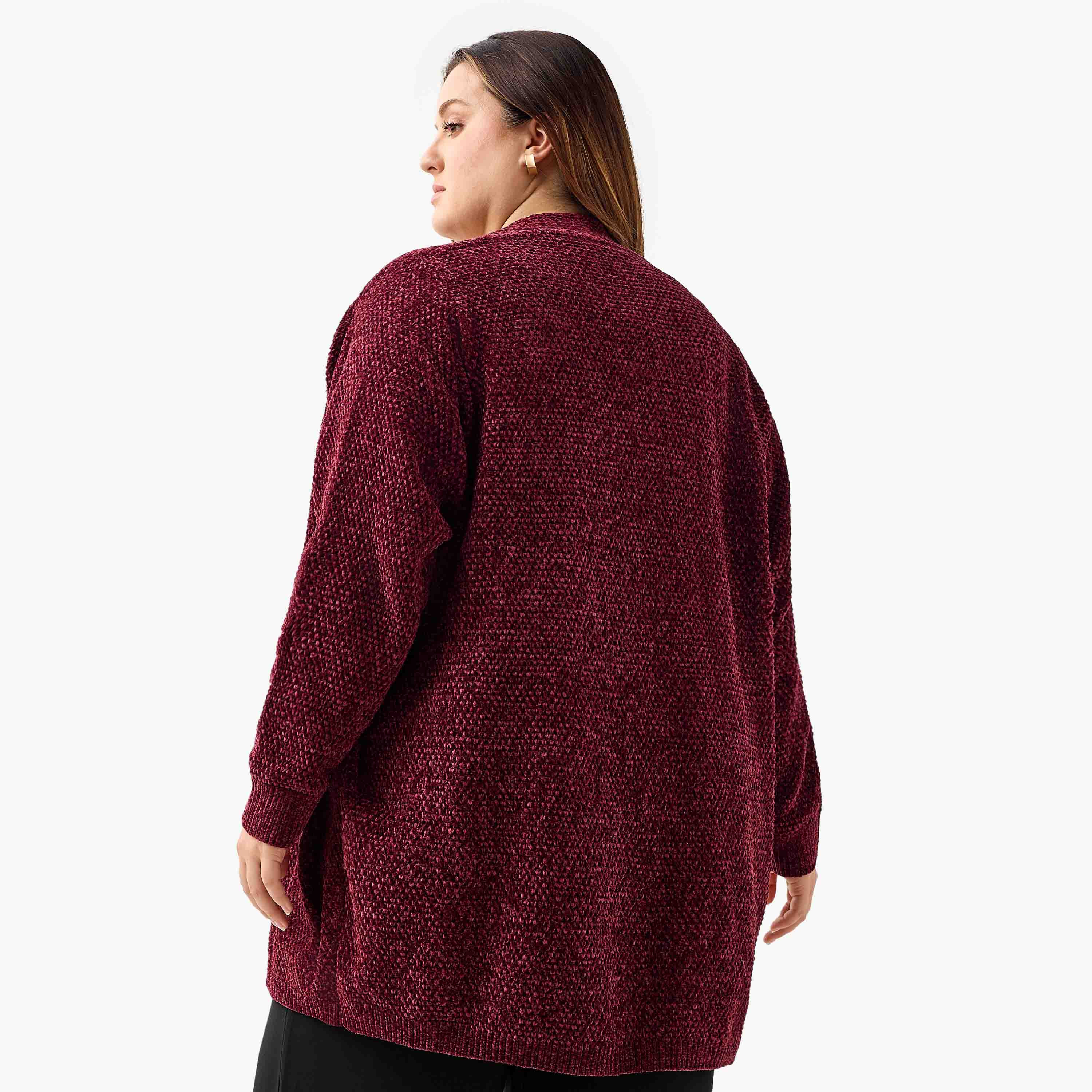 Ulla Popken Textured Knit Cardigan-women-winterwear-cardigansandjumpers-cardigans-image-3