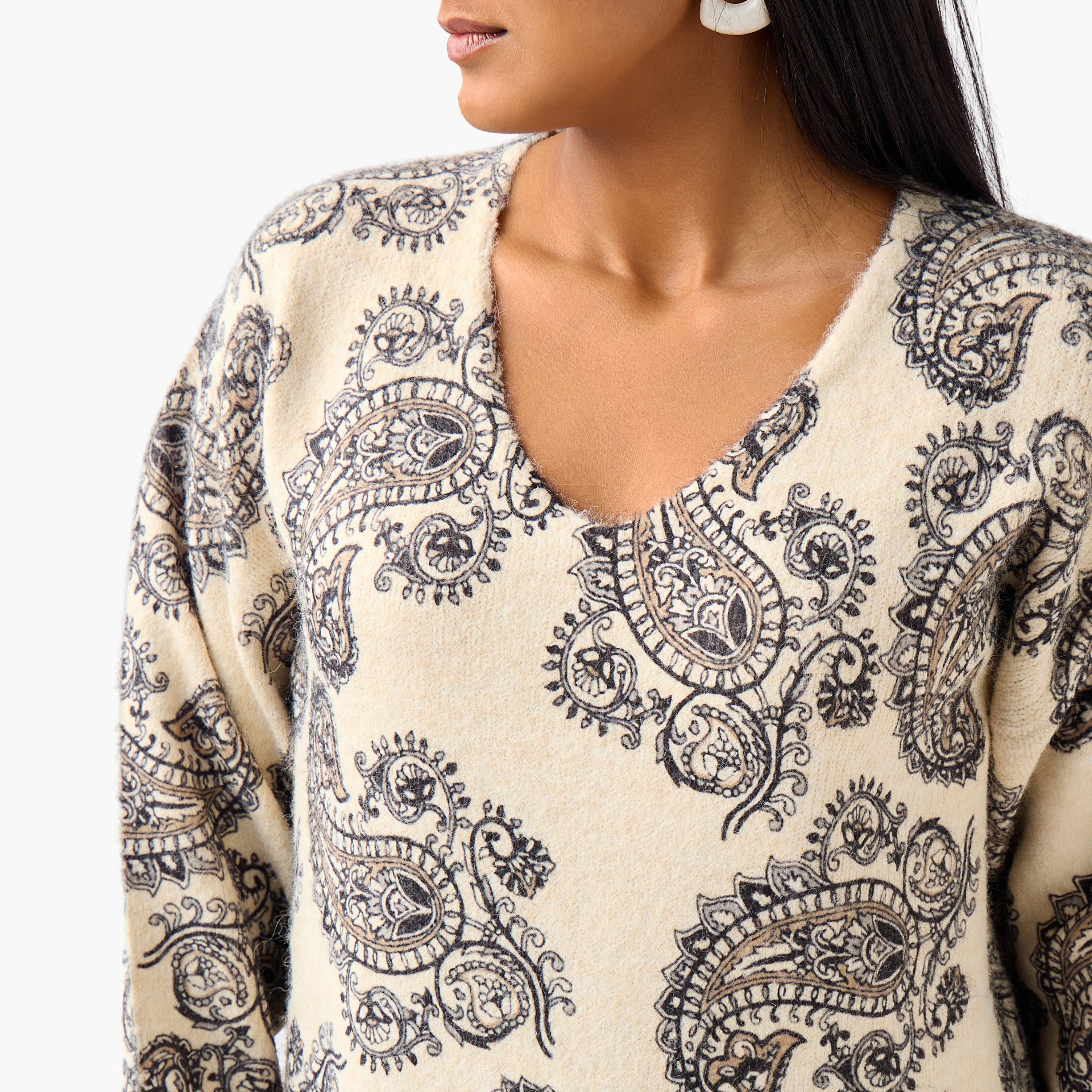 Ulla Popken Paisley Print V-neck Sweater-women-clothing-cardigansandjumpers-cardigans-image-5