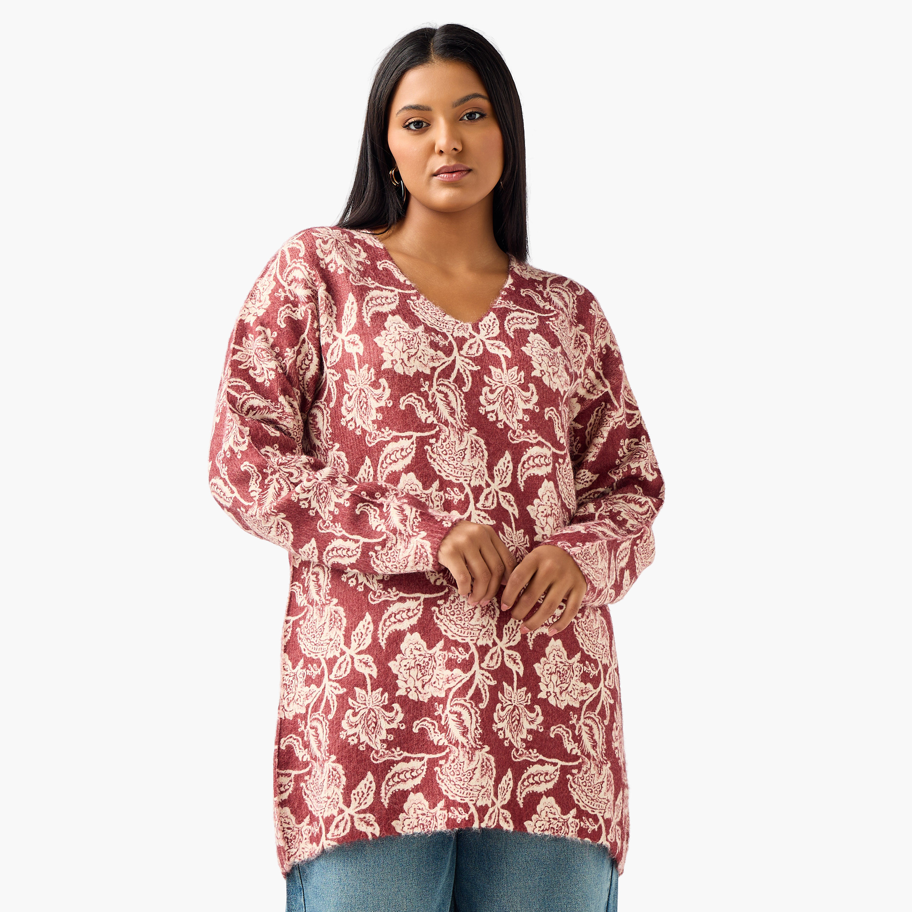 كنزة بياقة على شكل V وطبعات بيزلي من أولا بوبكن-women-clothing-cardigansandjumpers-cardigans-image-1