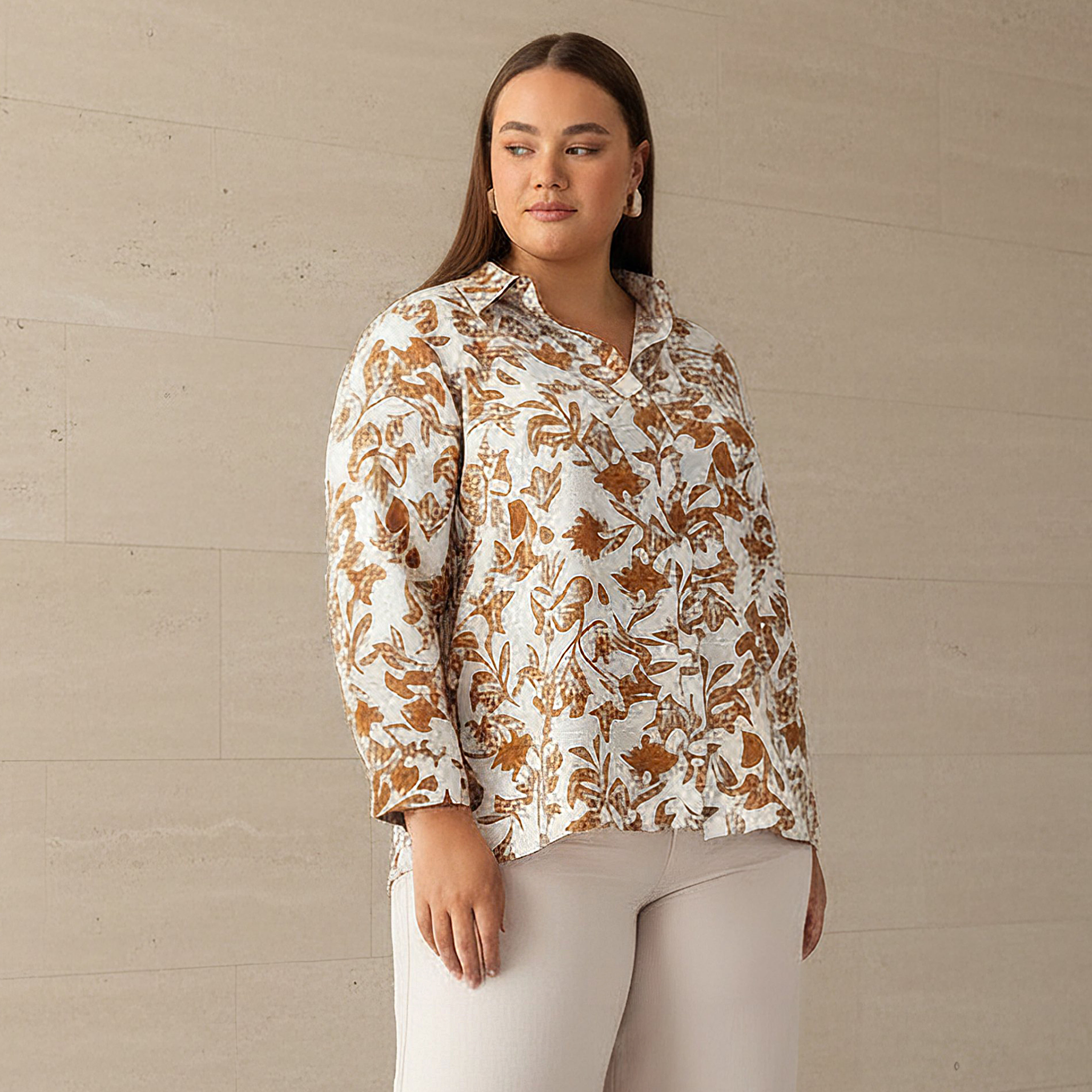 Ulla Popken Regular Fit Viscose Shirt with Floral Print-women-clothing-shirtsandblouses-shirts-image-1
