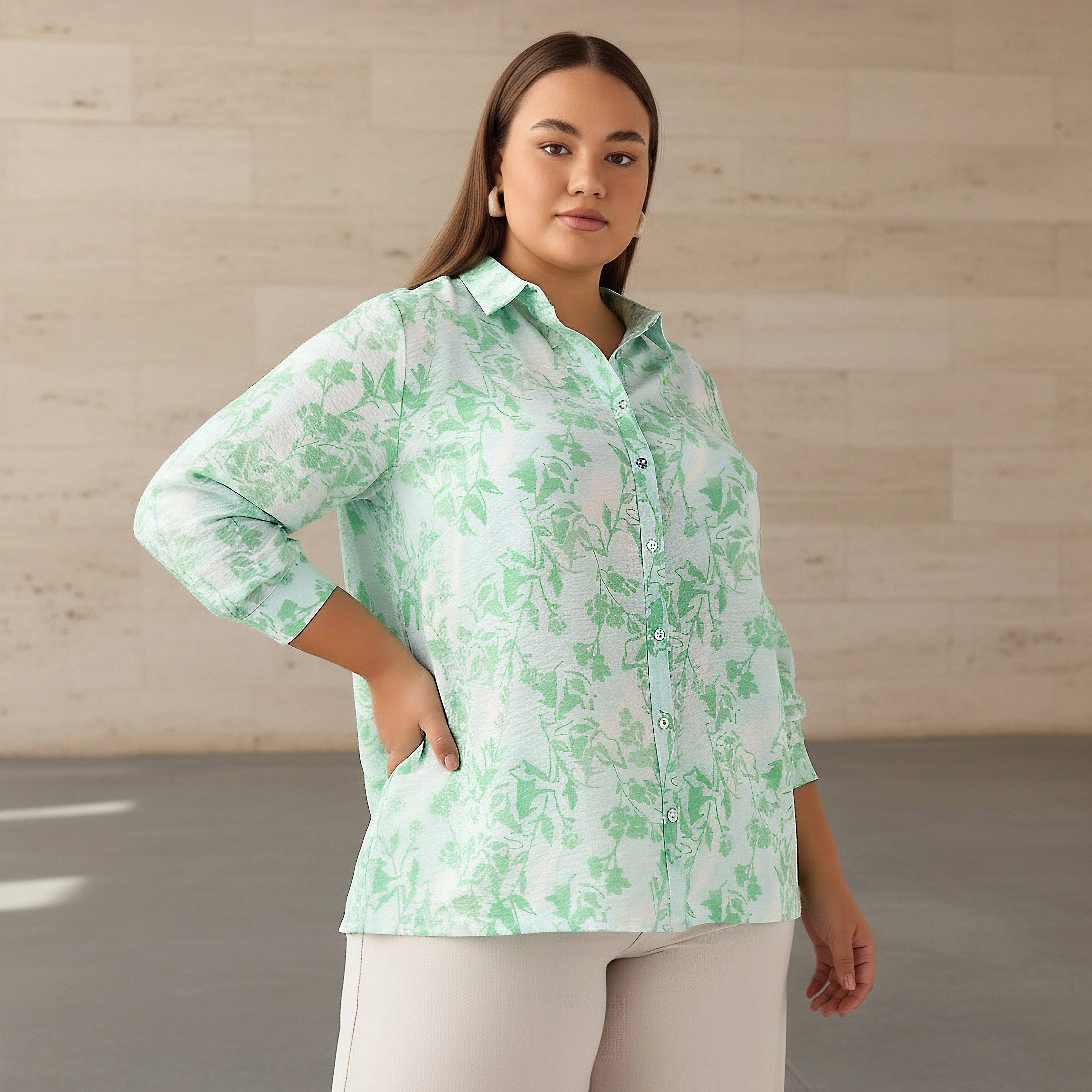 Ulla Popken Regular Fit Viscose Shirt with Floral Print-women-clothing-shirtsandblouses-shirts-image-1