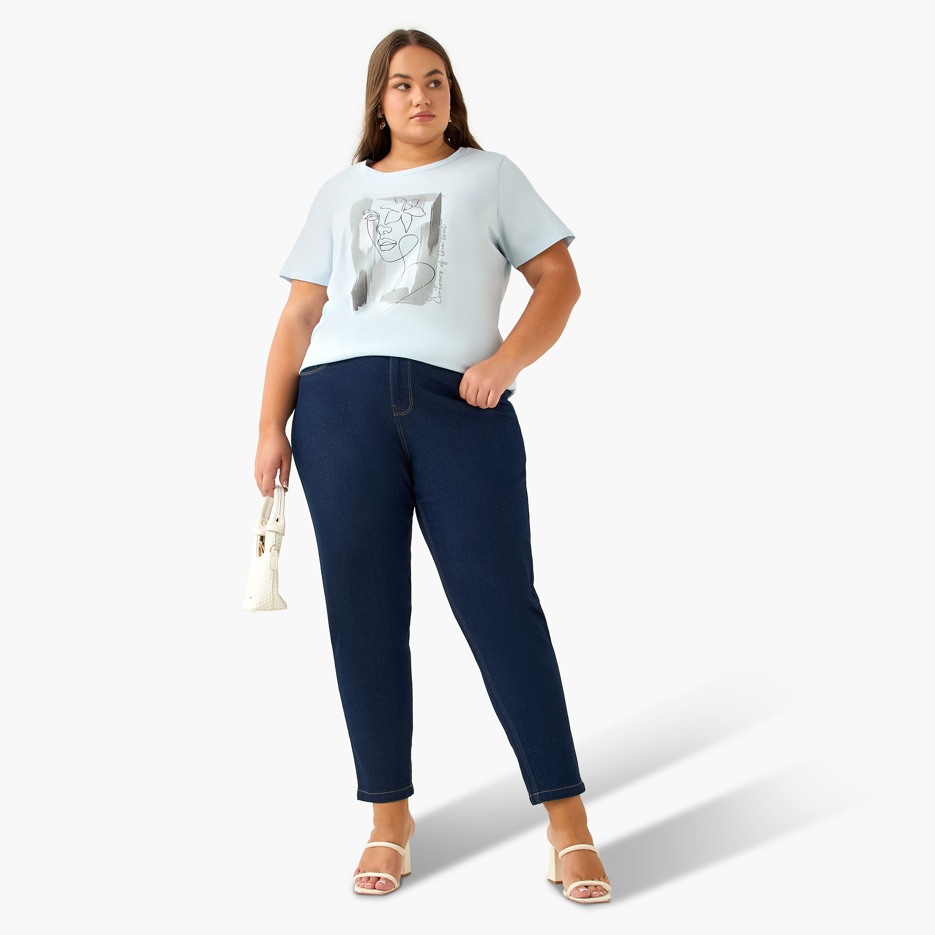 Ulla Popken Relaxed Fit T-shirt with Graphic Print-women-clothing-tshirts-image-3