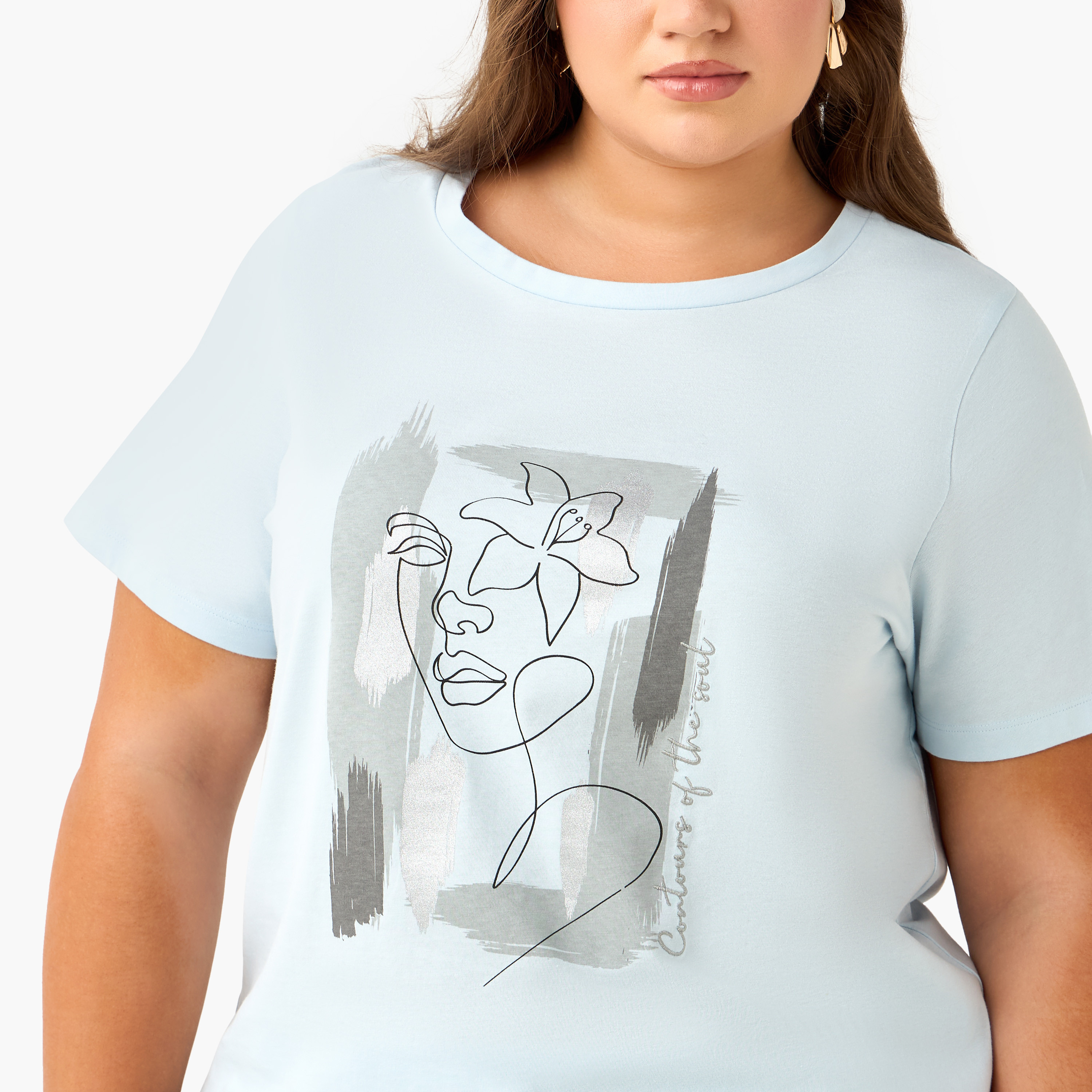 Ulla Popken Relaxed Fit T-shirt with Graphic Print-women-clothing-tshirts-image-5