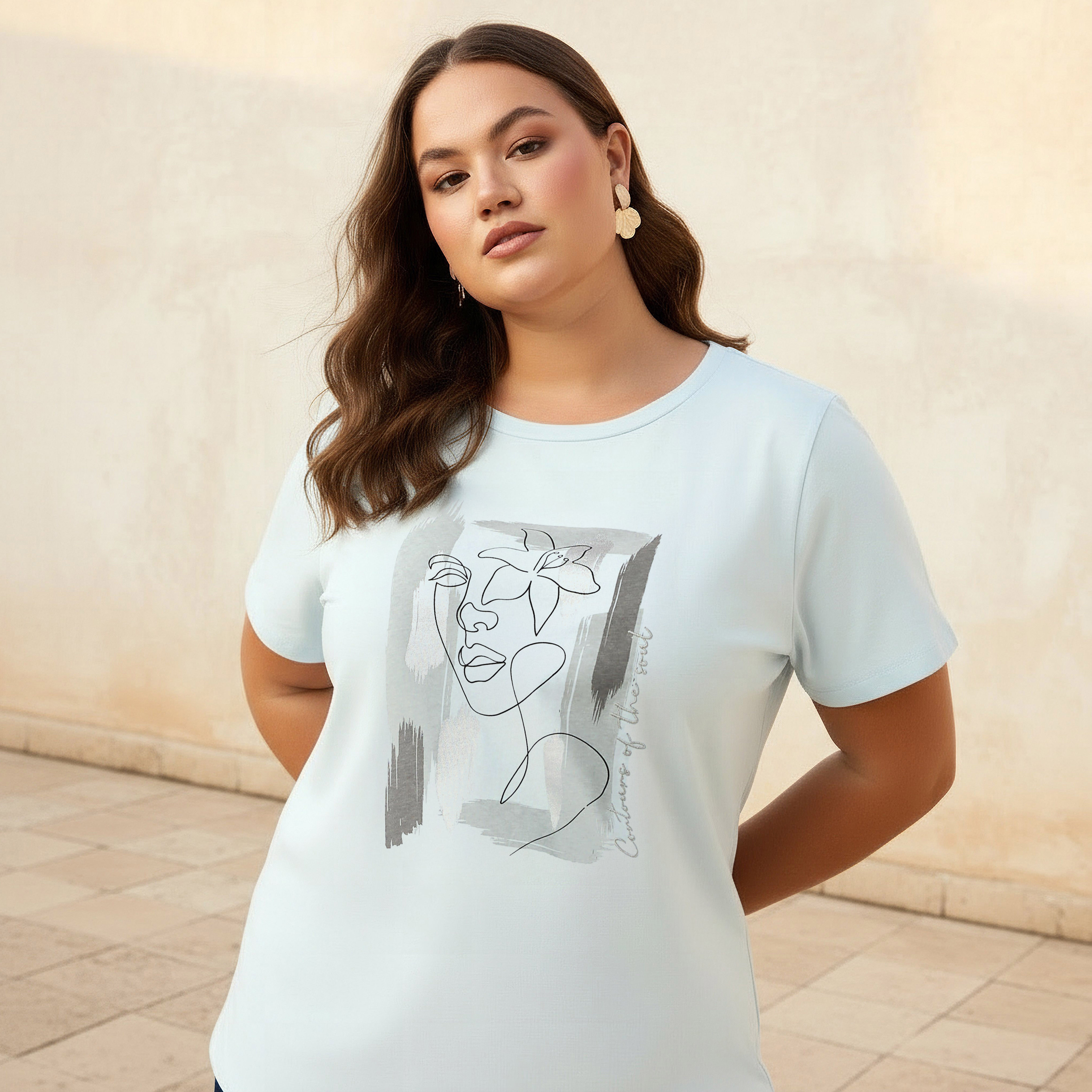 Ulla Popken Relaxed Fit T-shirt with Graphic Print-women-clothing-tshirts-image-1
