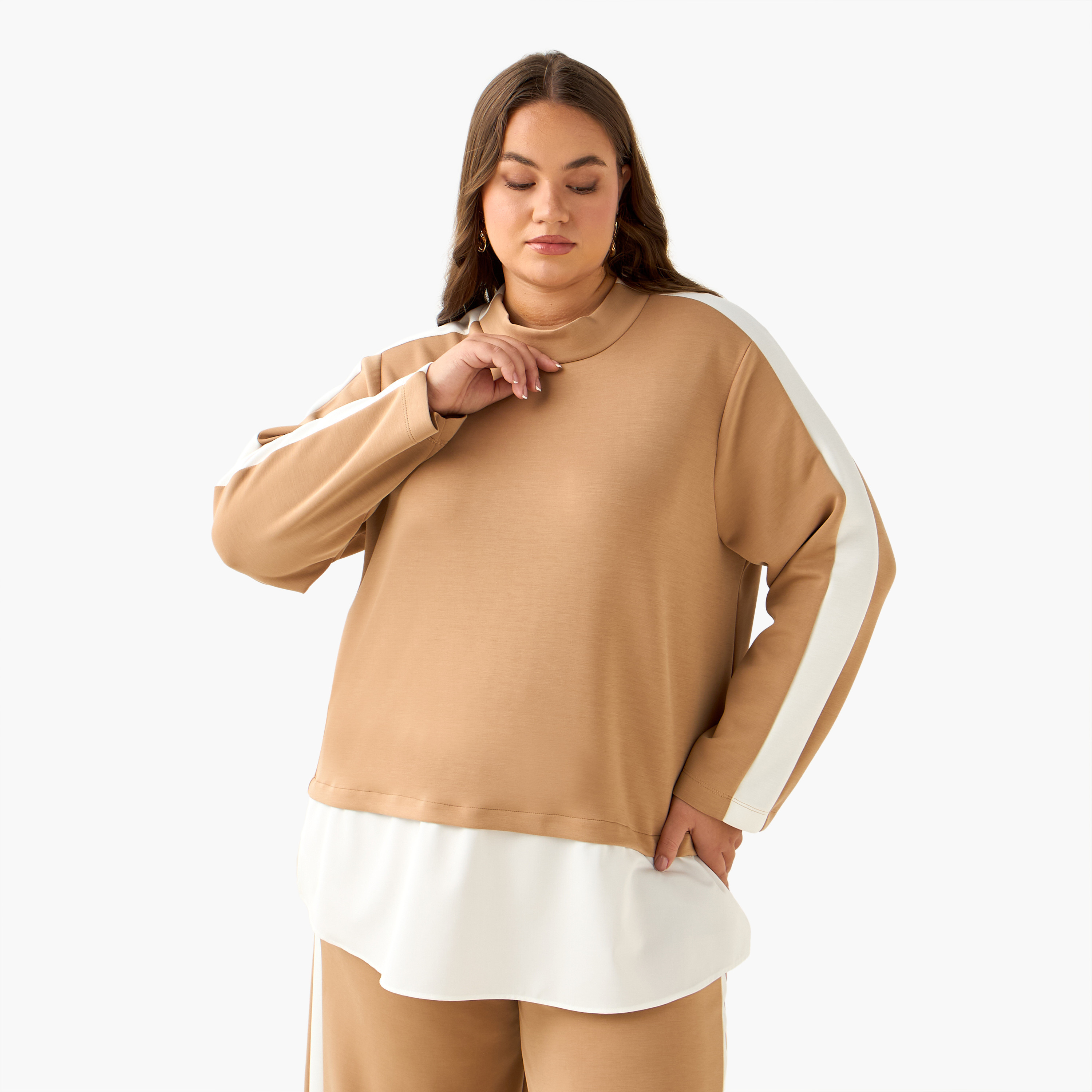 Ulla Popken Sweatshirt with Colourblock Design-women-clothing-coordsets-image-2