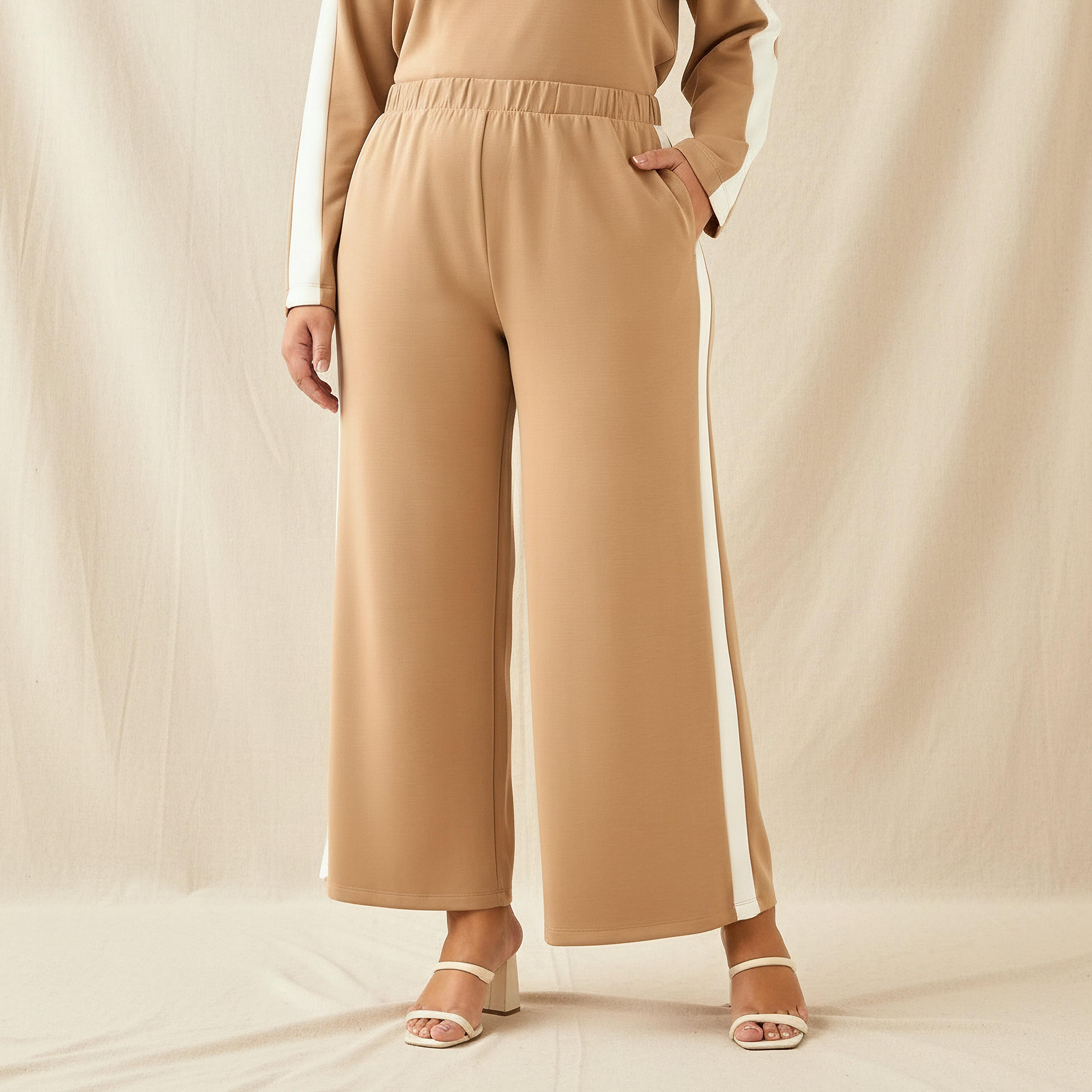 Ulla Popken Tape Detail Wide Leg Pants-women-clothing-coordsets-image-1