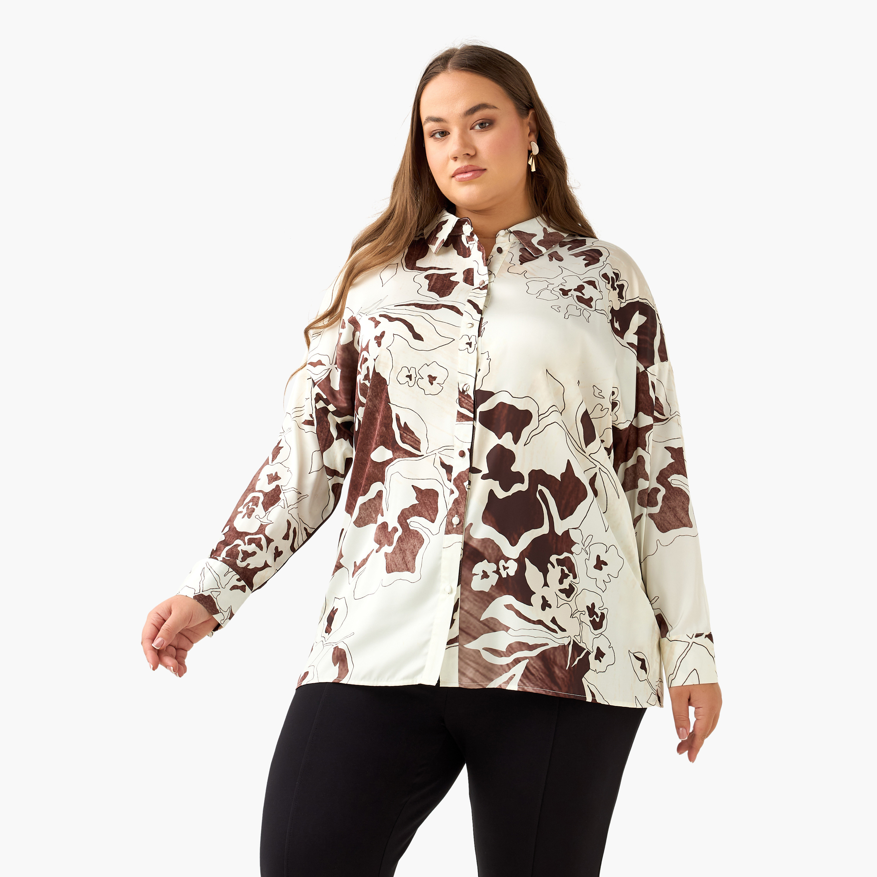 Ulla Popken Satin Shirt with Abstract Print-women-clothing-shirtsandblouses-shirts-image-2
