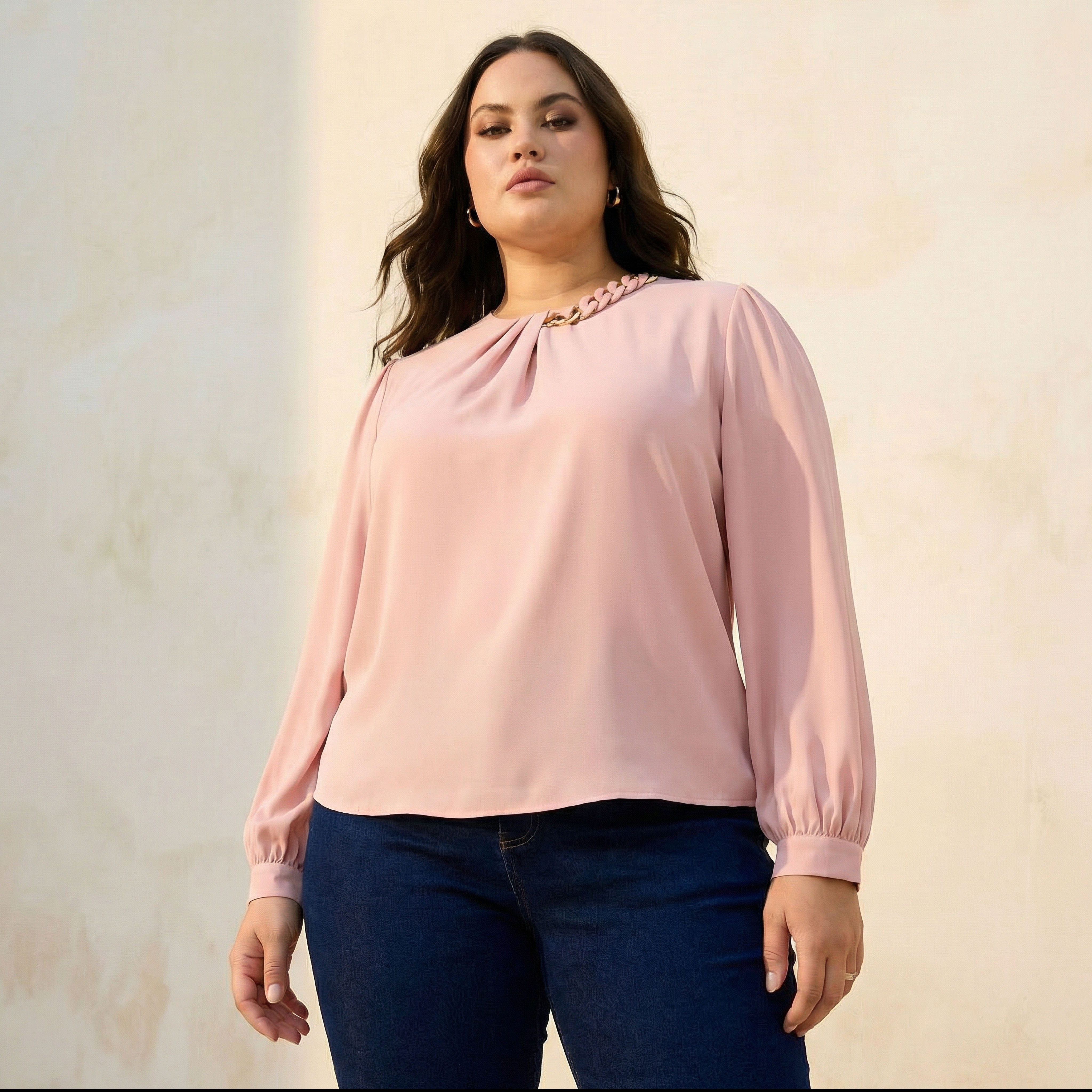 Ulla Popken Top with Chain Accent-women-clothing-shirtsandblouses-blouses-image-1