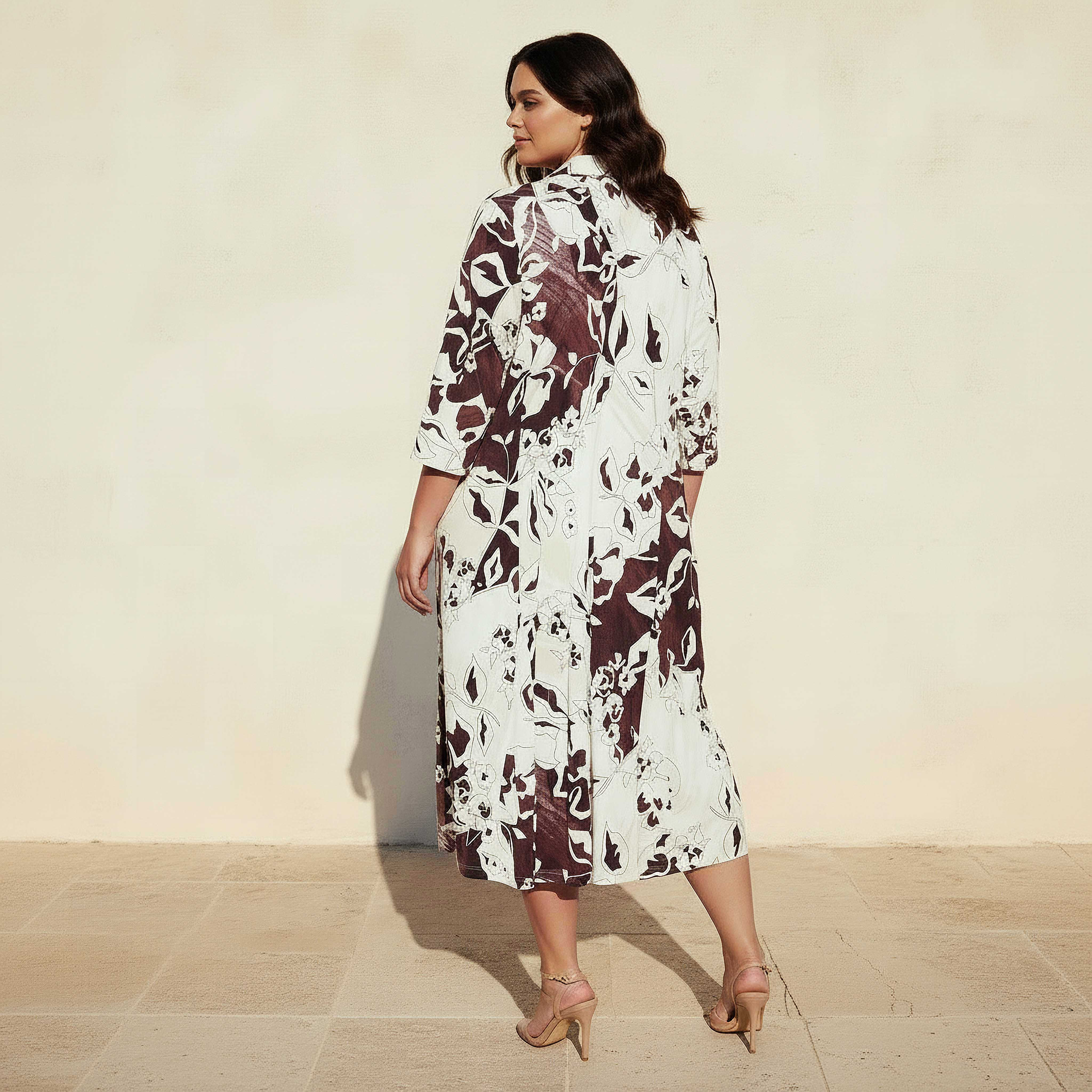 Ulla Popken Plus Size Printed A-line Women Dress with Collar-women-clothing-dresses-image-4
