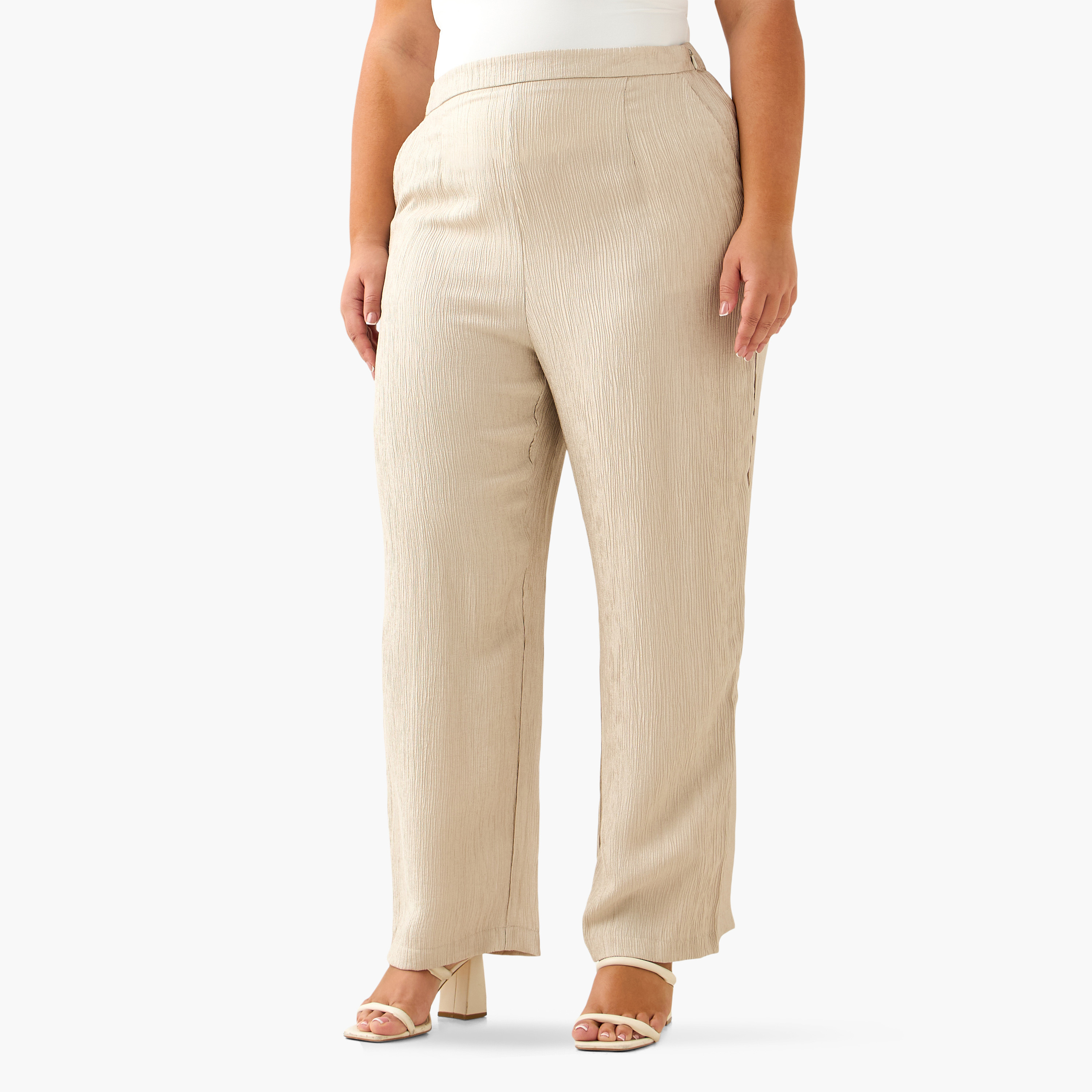 بنطلون بارز الملمس بقصّة مستقيمة من أولا بوبكن-women-clothing-coordsets-image-2