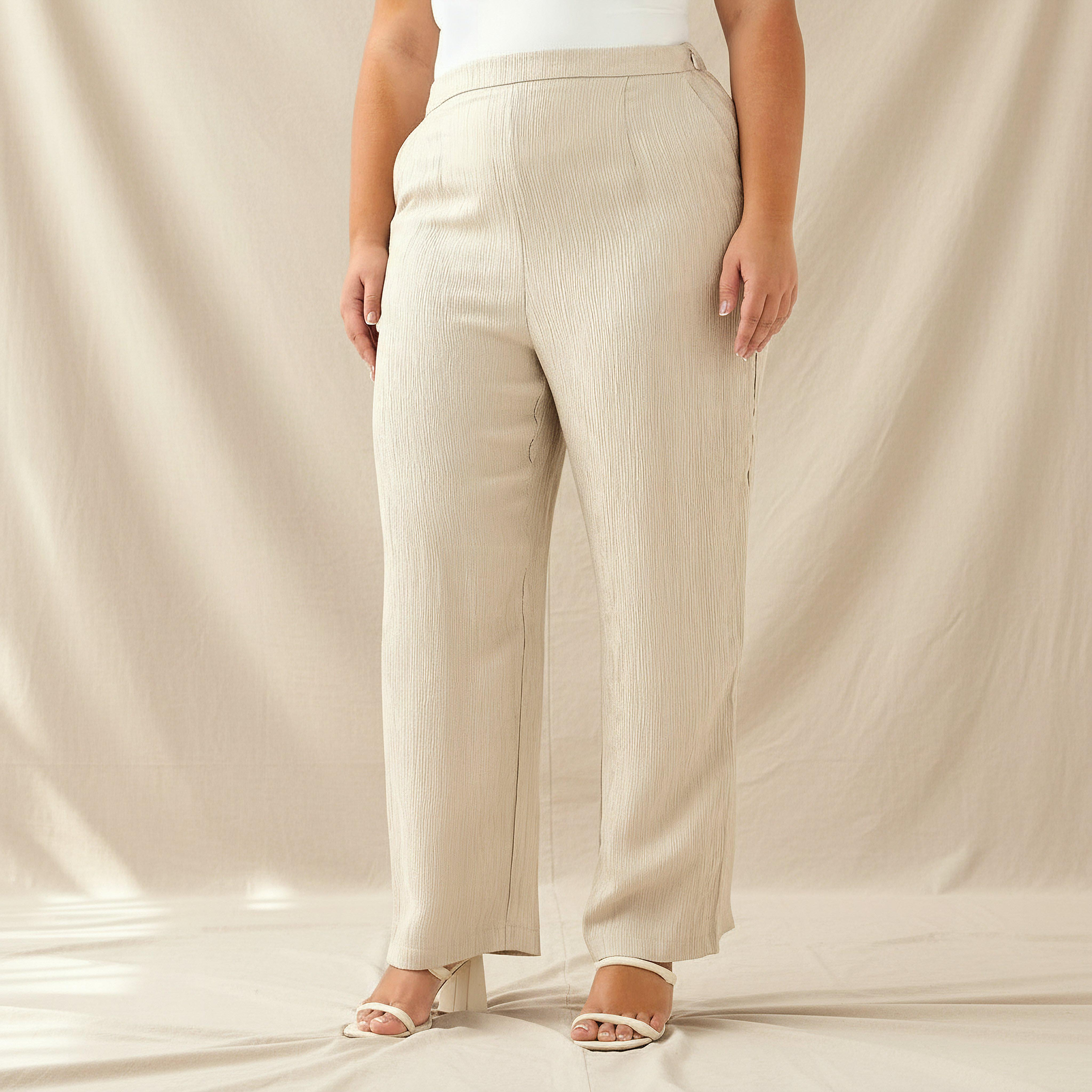 بنطلون بارز الملمس بقصّة مستقيمة من أولا بوبكن-women-clothing-coordsets-image-1