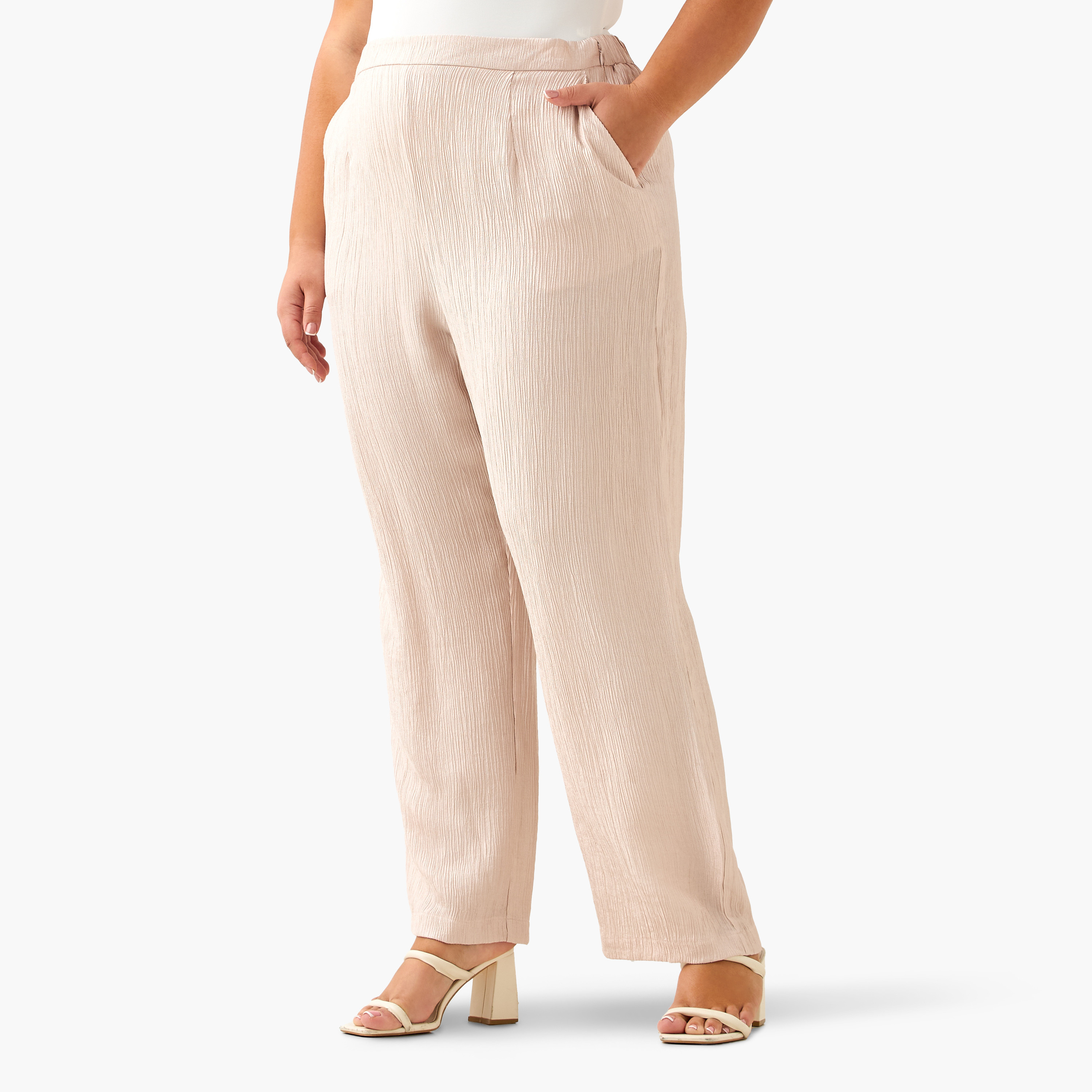 بنطلون بارز الملمس بقصّة مستقيمة من أولا بوبكن-women-clothing-bottoms-trousers-image-2
