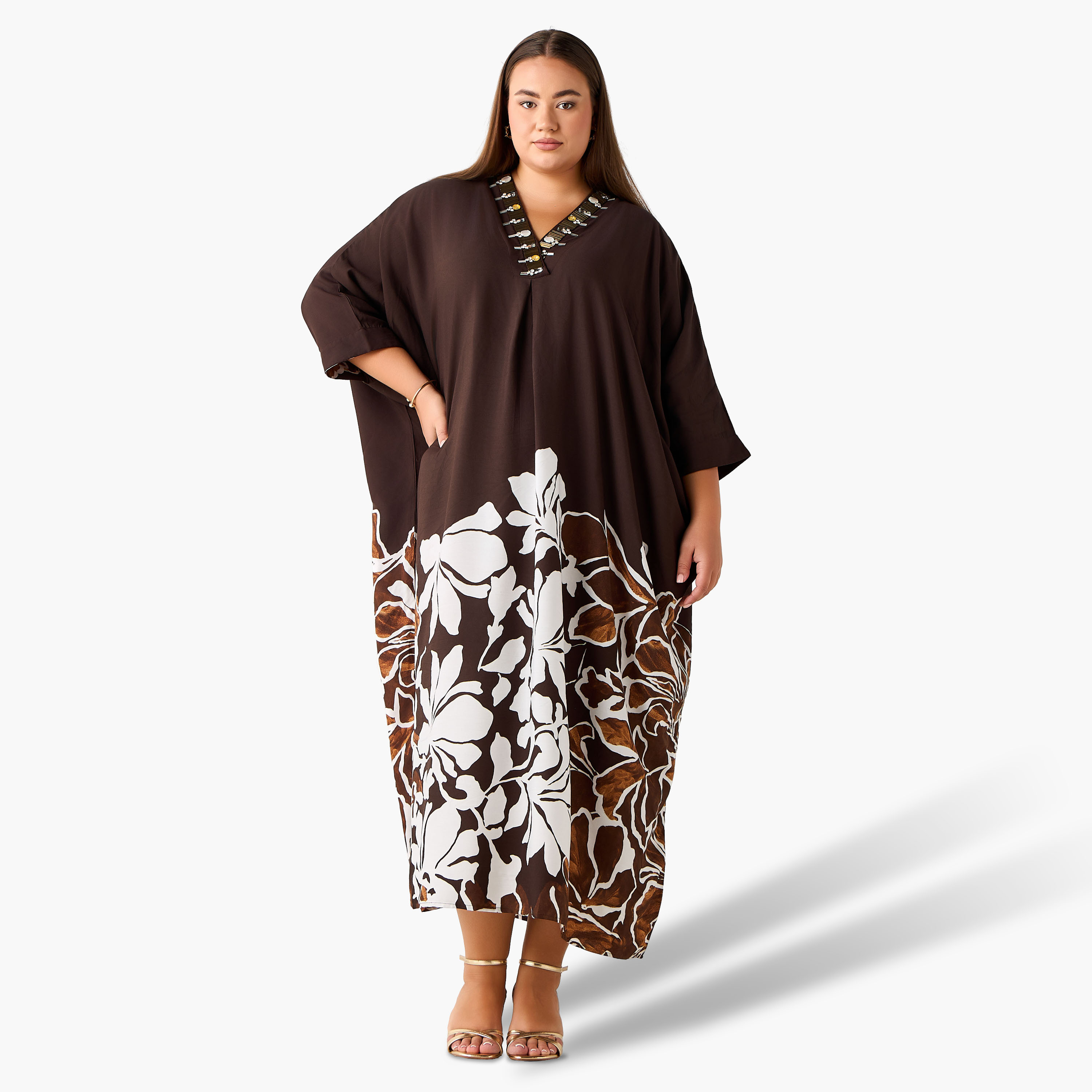 Ulla Popken Maxi Viscose Kaftan with Embellished Detail-women-clothing-dresses-image-3