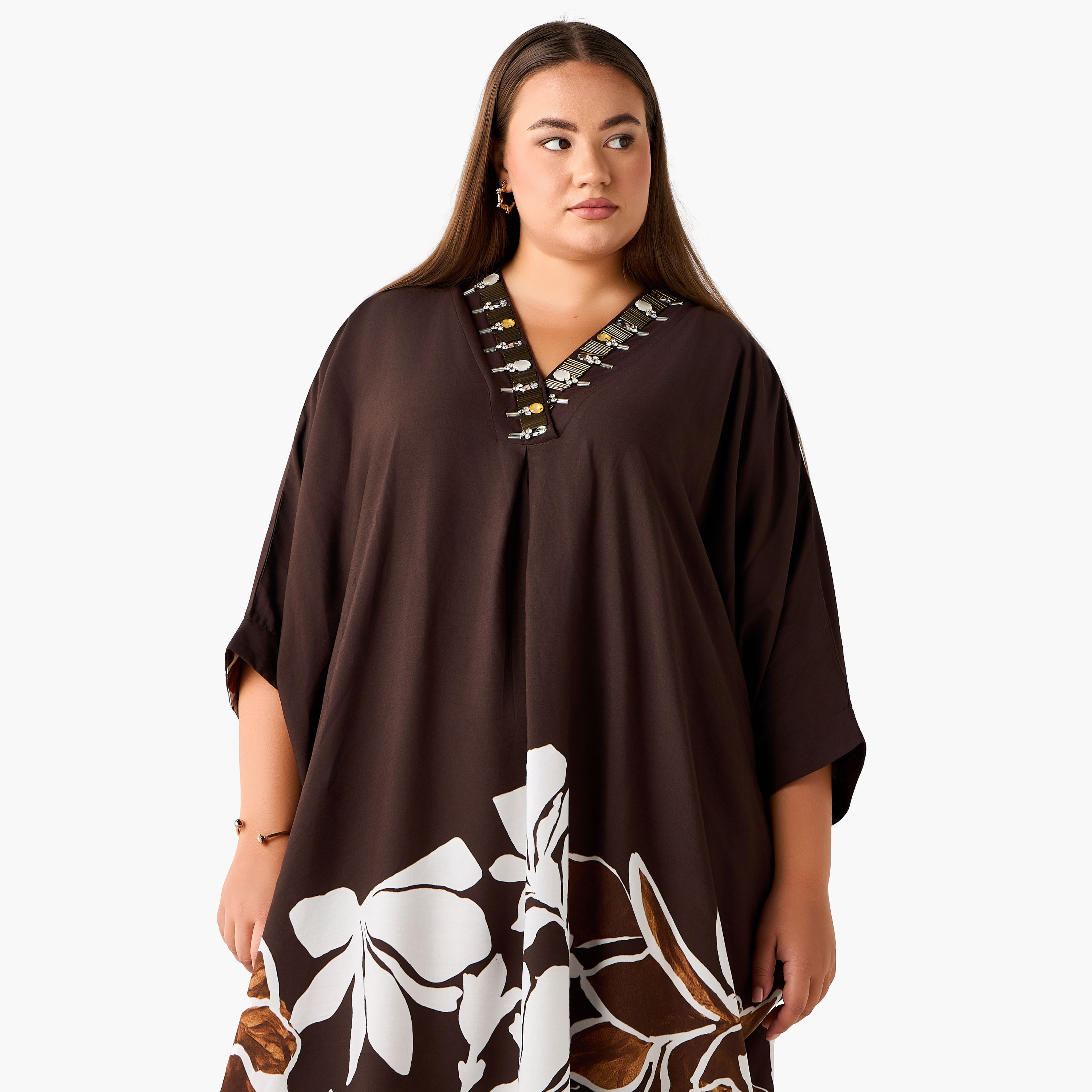 Ulla Popken Maxi Viscose Kaftan with Embellished Detail-women-clothing-dresses-image-6