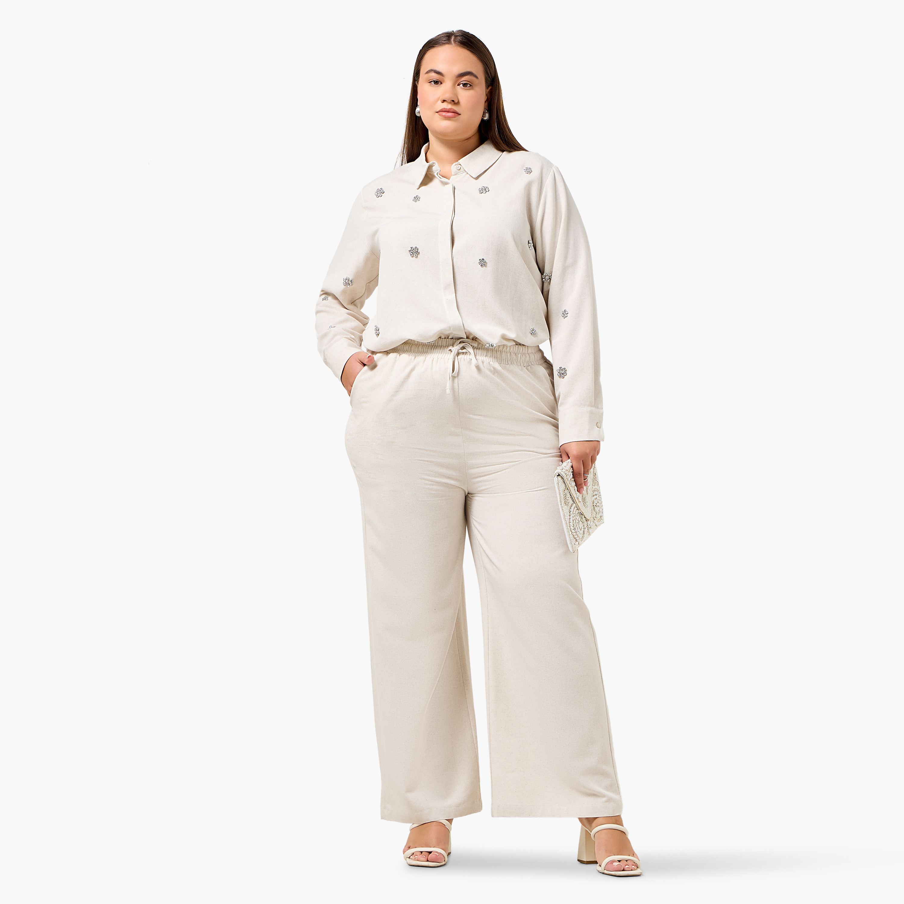 Ulla Popken Flexi Waist Linen Blend Pants-women-clothing-coordsets-image-5