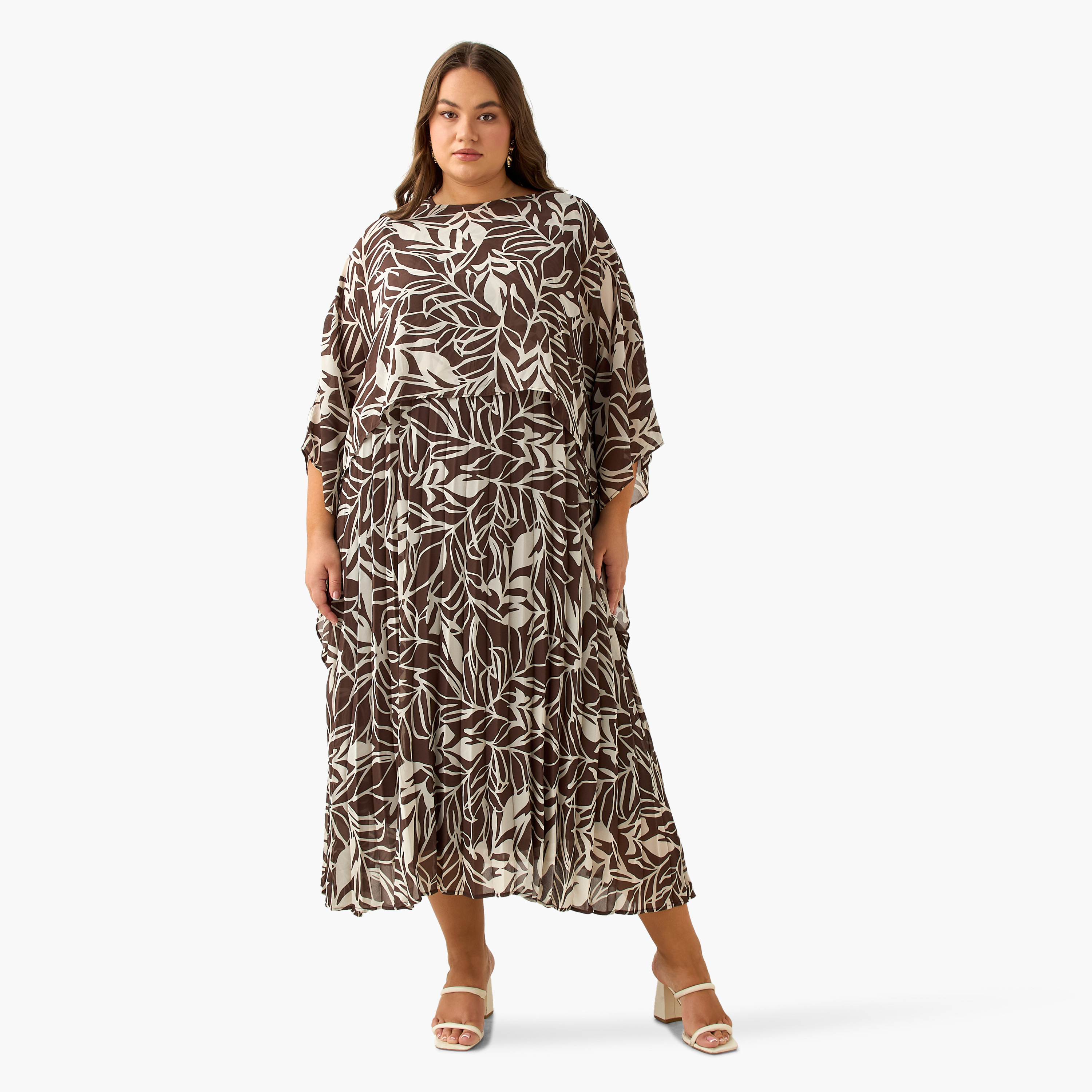 Ulla Popken A-line Maxi Dress with Cape-women-clothing-dresses-image-3