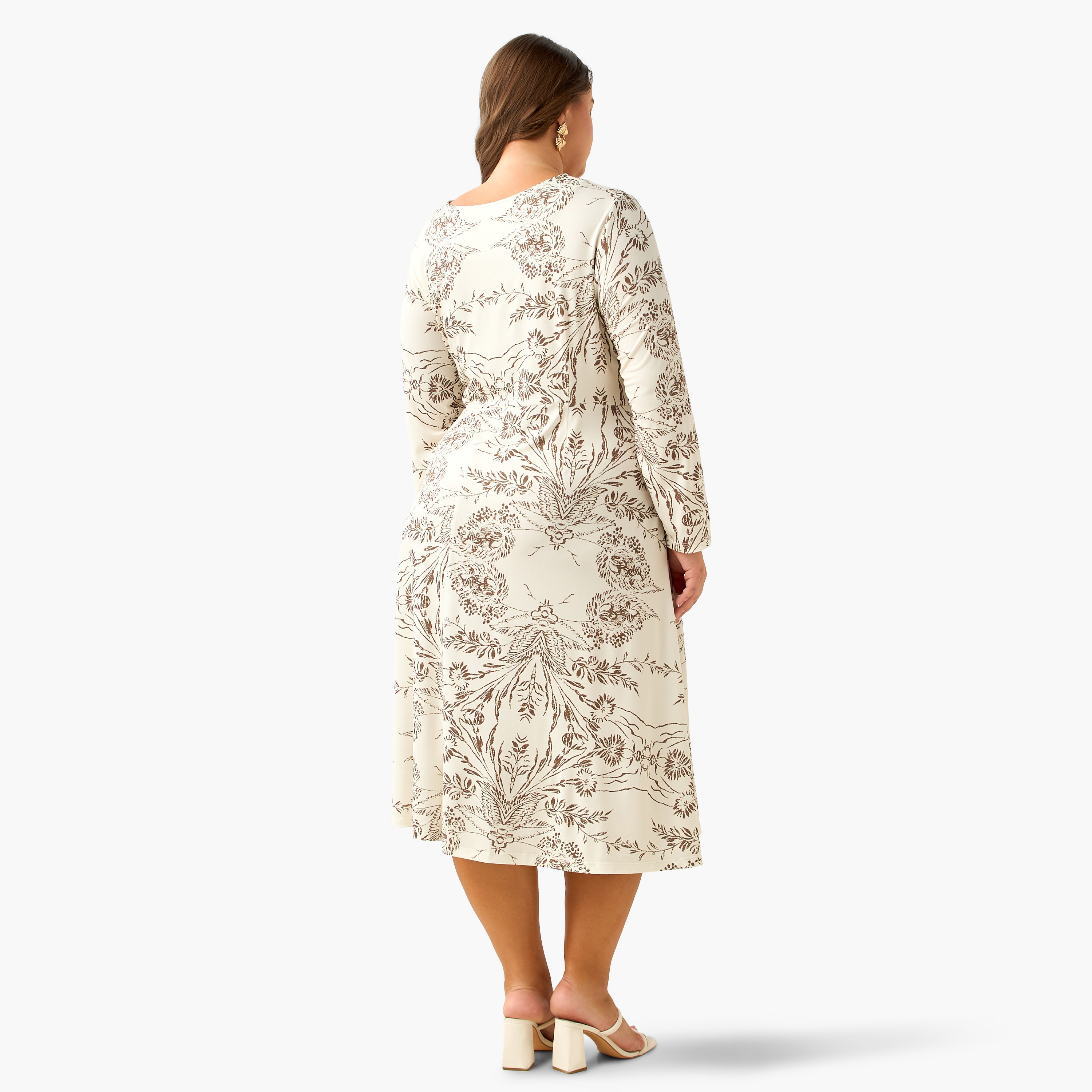 Ulla Popken A-line Midi Dress with Knot Detail and Floral Print-women-clothing-dresses-image-4