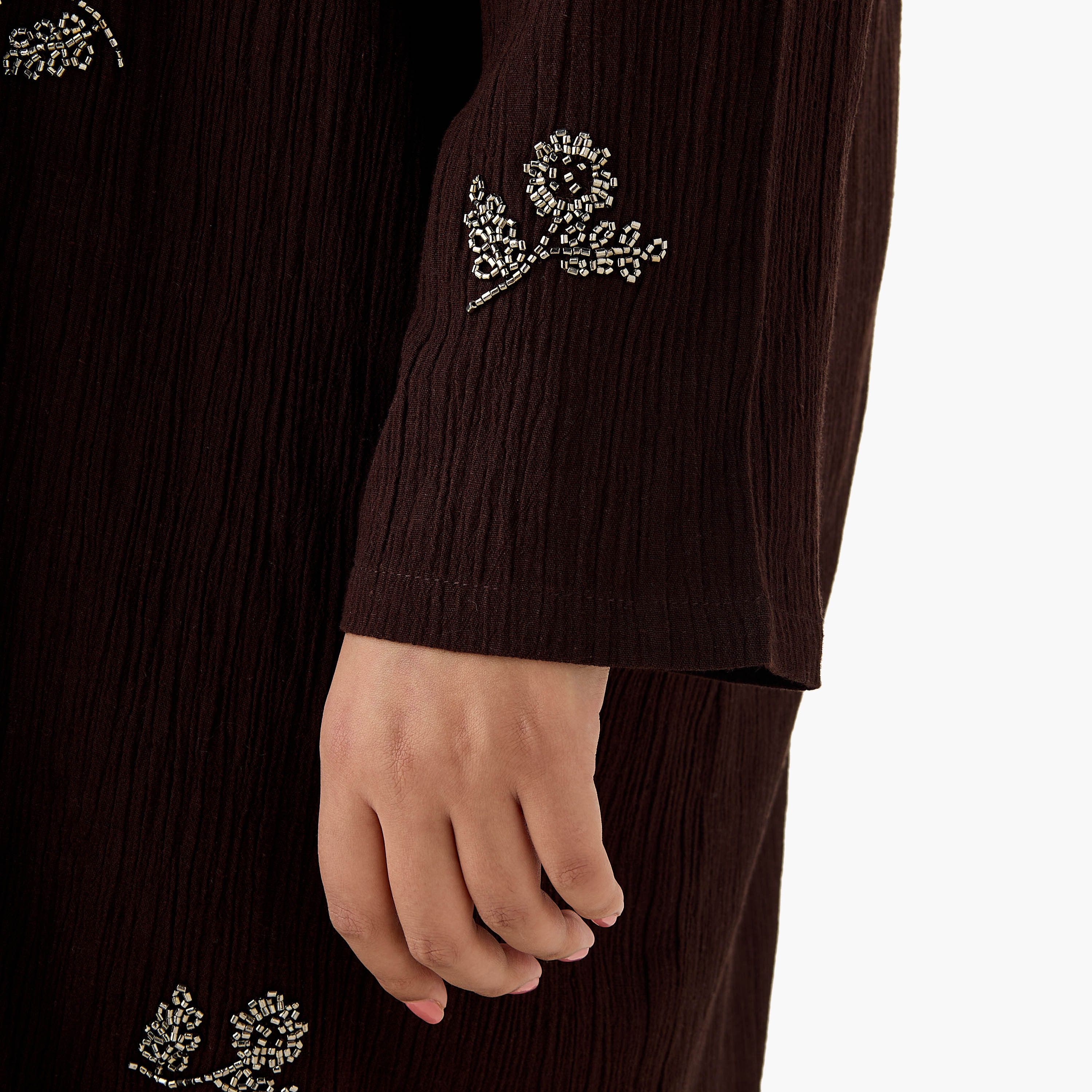 Ulla Popken Relaxed Fit Linen Blend Longline Shrug with Embellishments-women-clothing-coordsets-image-8