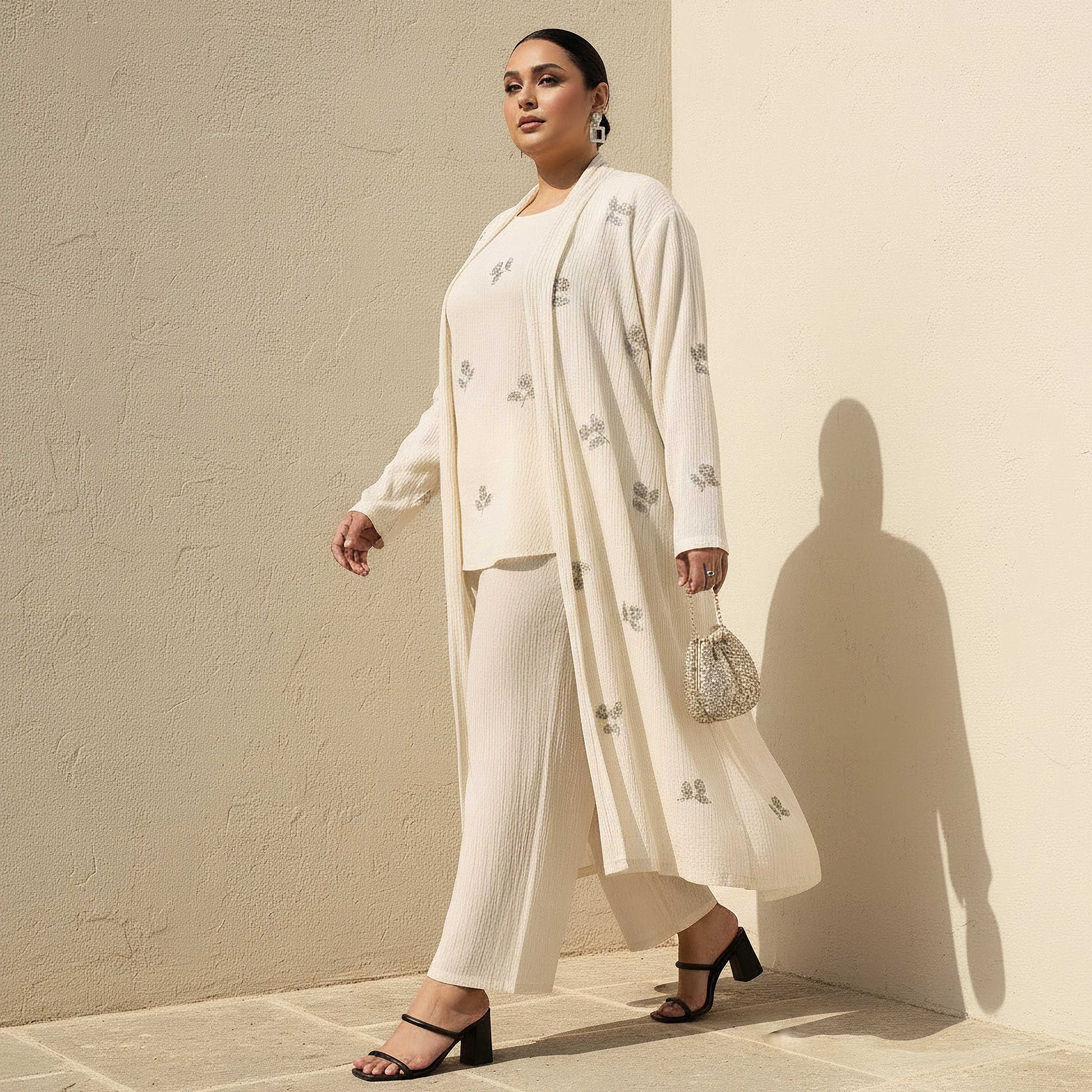 Ulla Popken Relaxed Fit Linen Blend Longline Shrug with Embellishments-women-clothing-coordsets-image-3