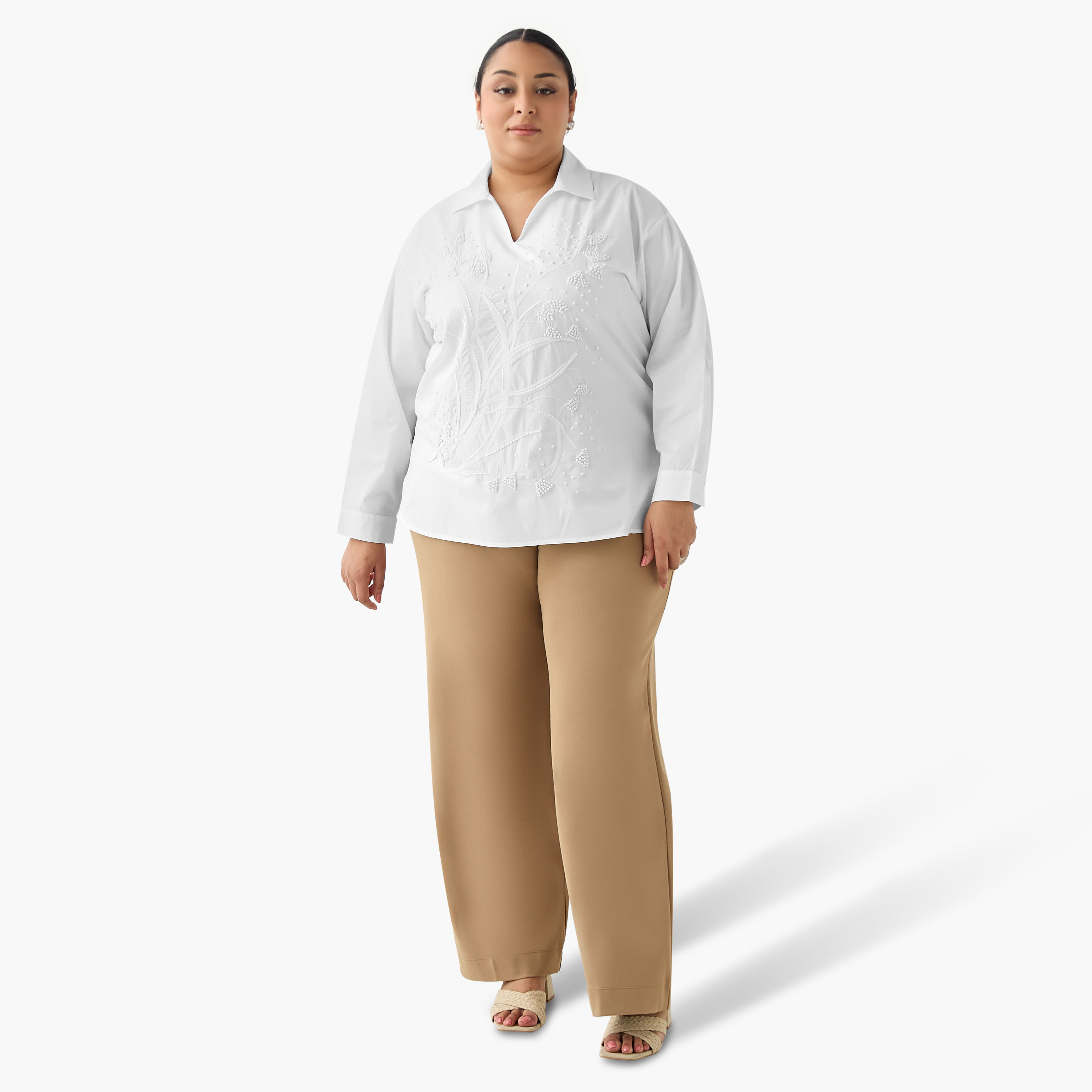 Ulla Popken Relaxed Fit Cotton Top with Embellishment-women-clothing-shirtsandblouses-shirts-image-5