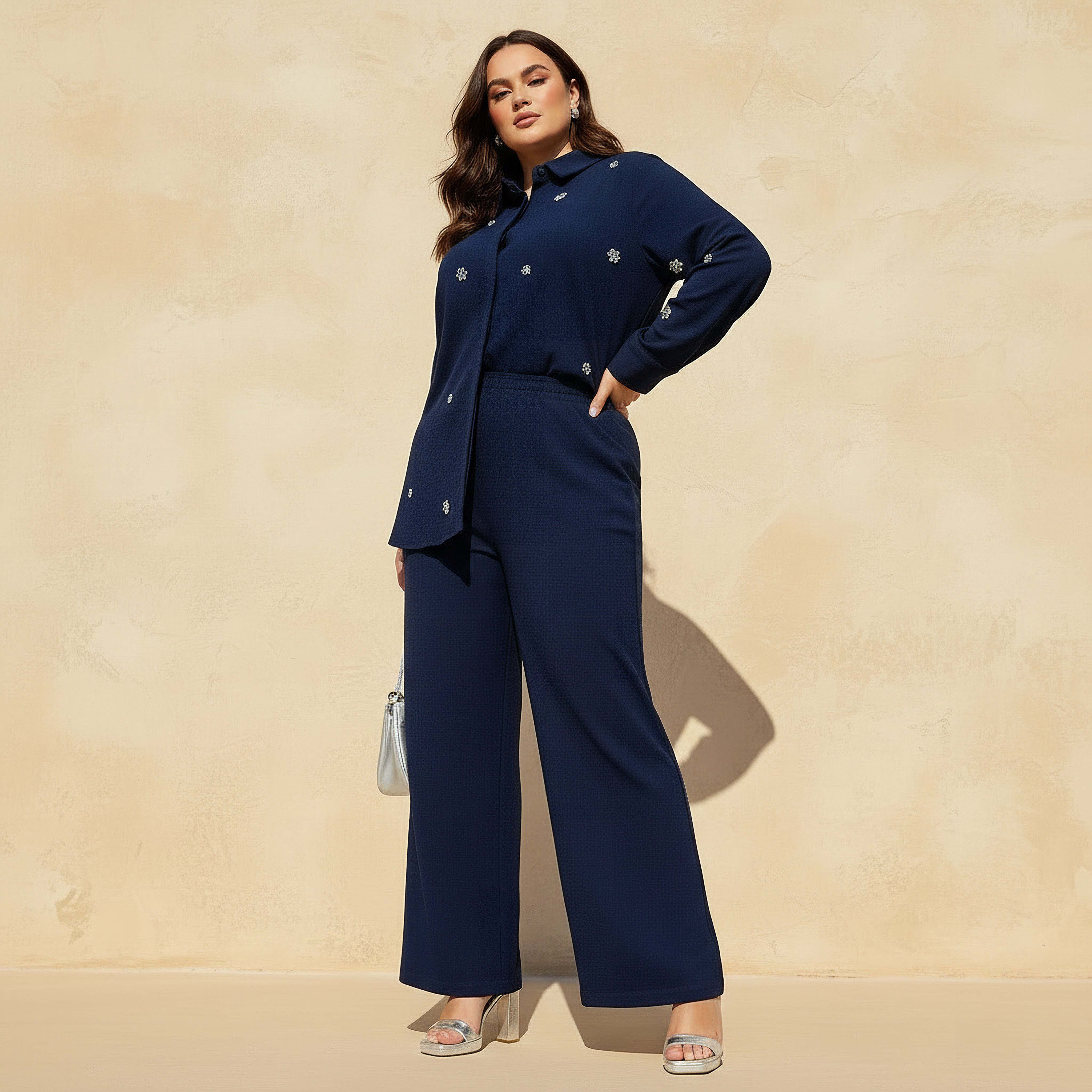Ulla Popken Flexi Waist Linen Blend Pants-women-clothing-coordsets-image-2