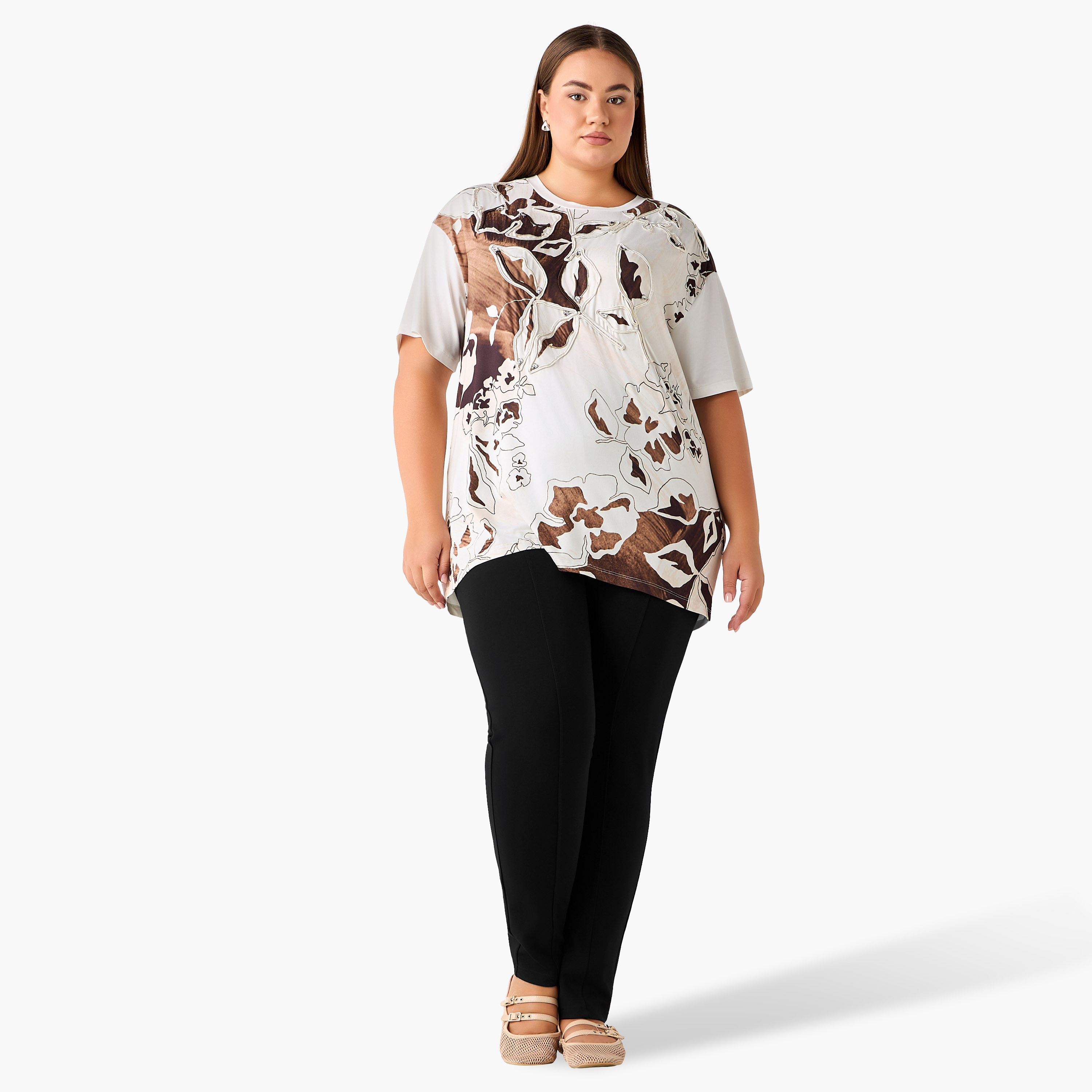 Ulla Popken Relaxed Fit T-shirt with Applique Accent-women-clothing-tshirts-image-3
