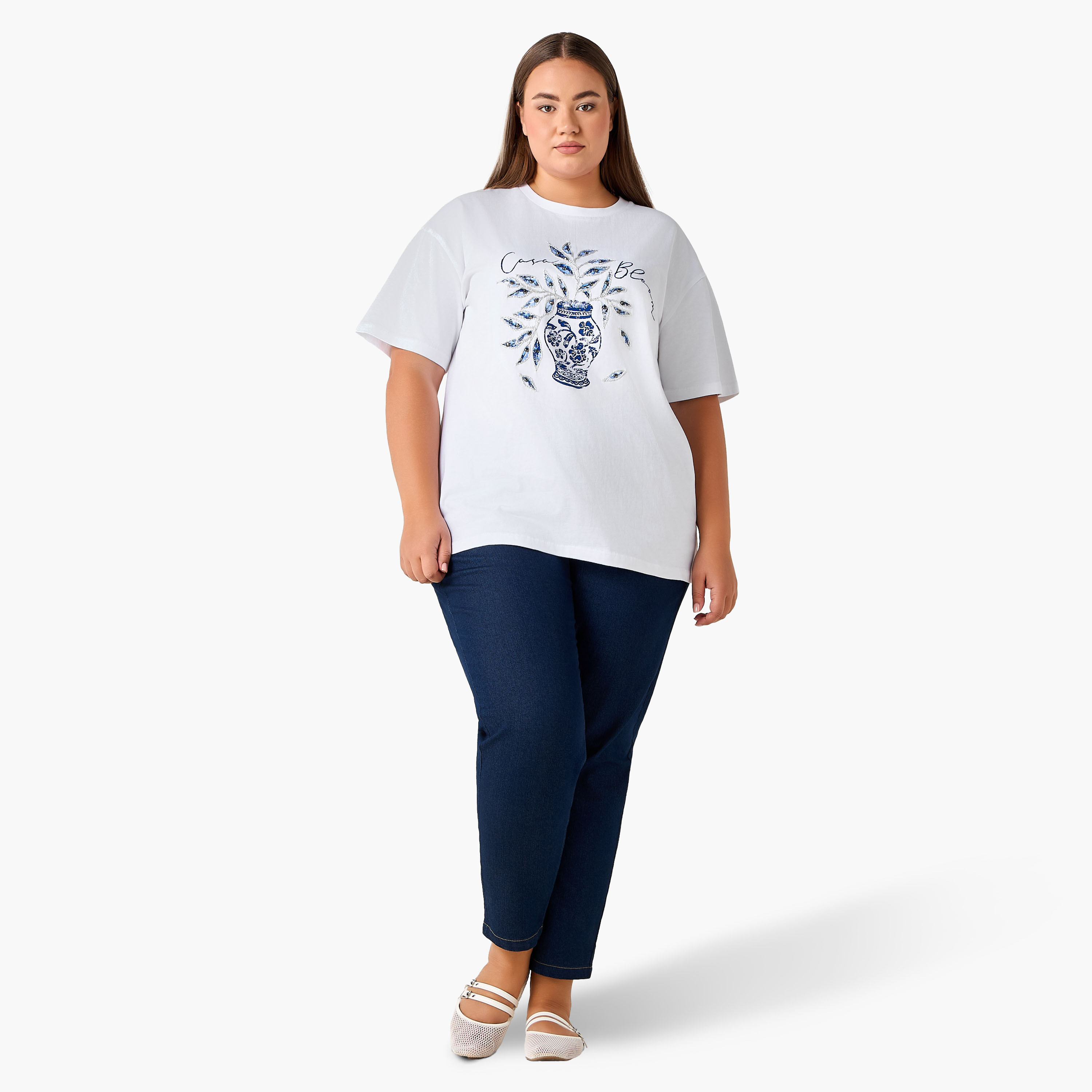 Ulla Popken Relaxed Fit Cotton T-Shirt with Vase Print and Embroidery-women-clothing-plussize-tshirts-image-4