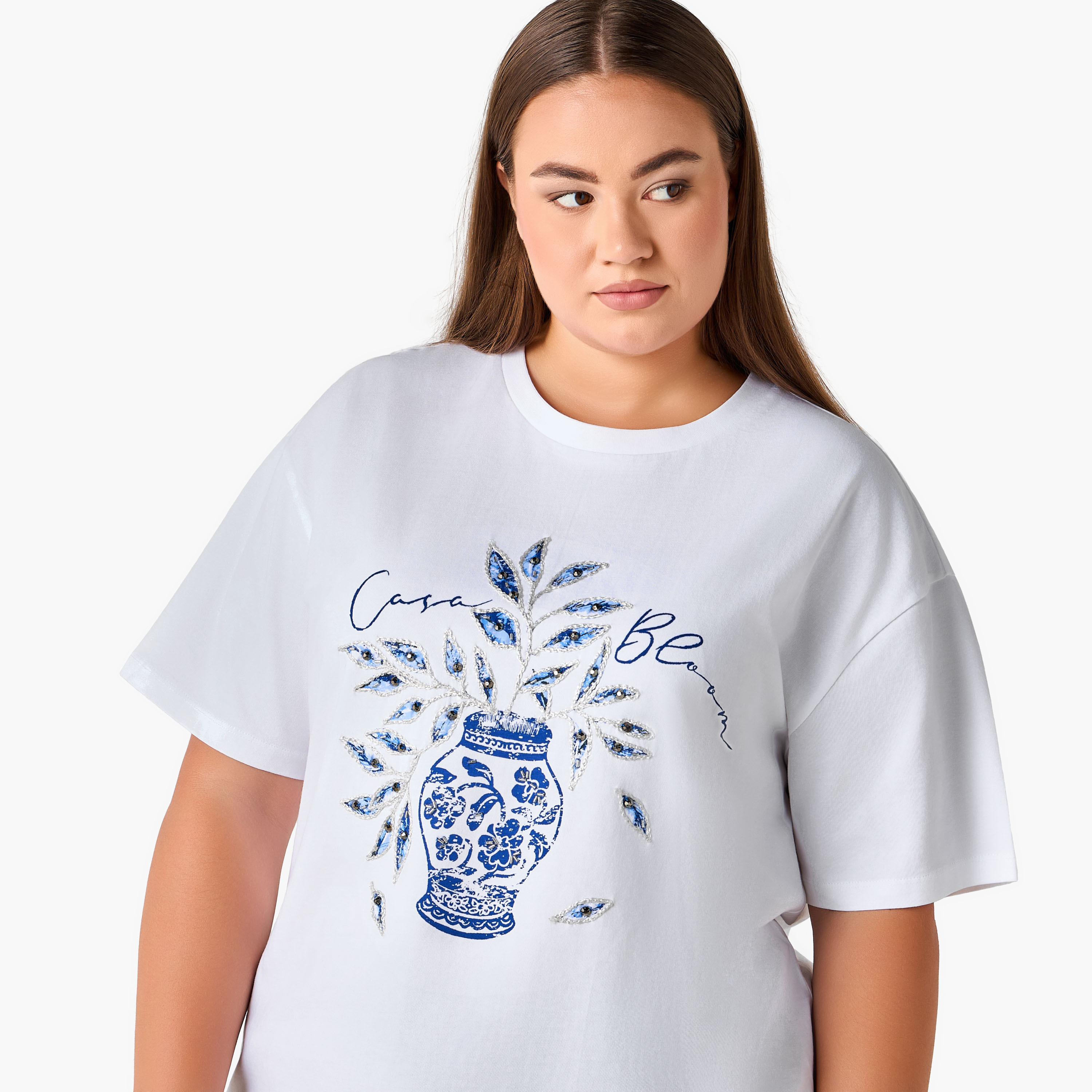 Ulla Popken Relaxed Fit Cotton T-Shirt with Vase Print and Embroidery-women-clothing-plussize-tshirts-image-6