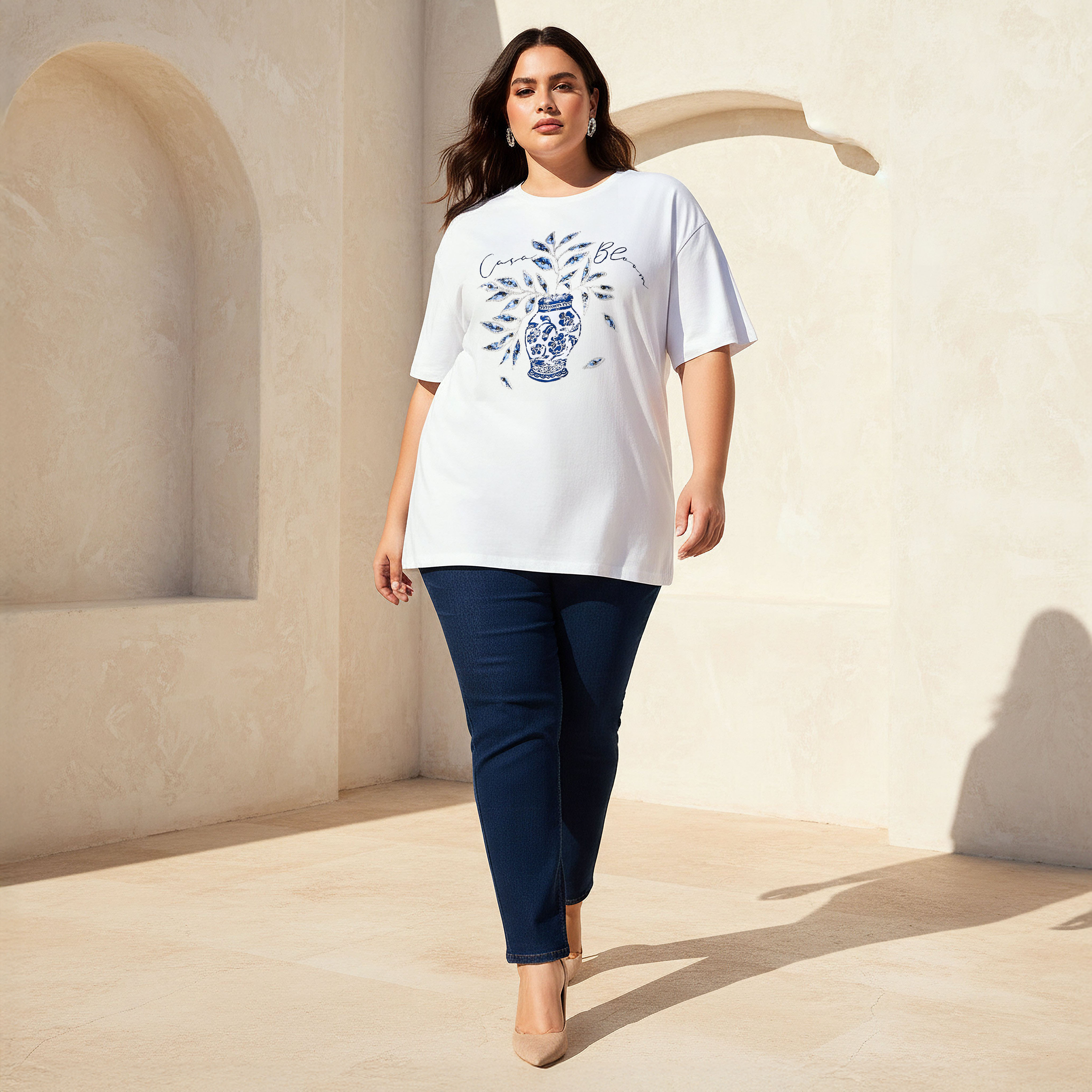 Ulla Popken Relaxed Fit Cotton T-Shirt with Vase Print and Embroidery-women-clothing-plussize-tshirts-image-2