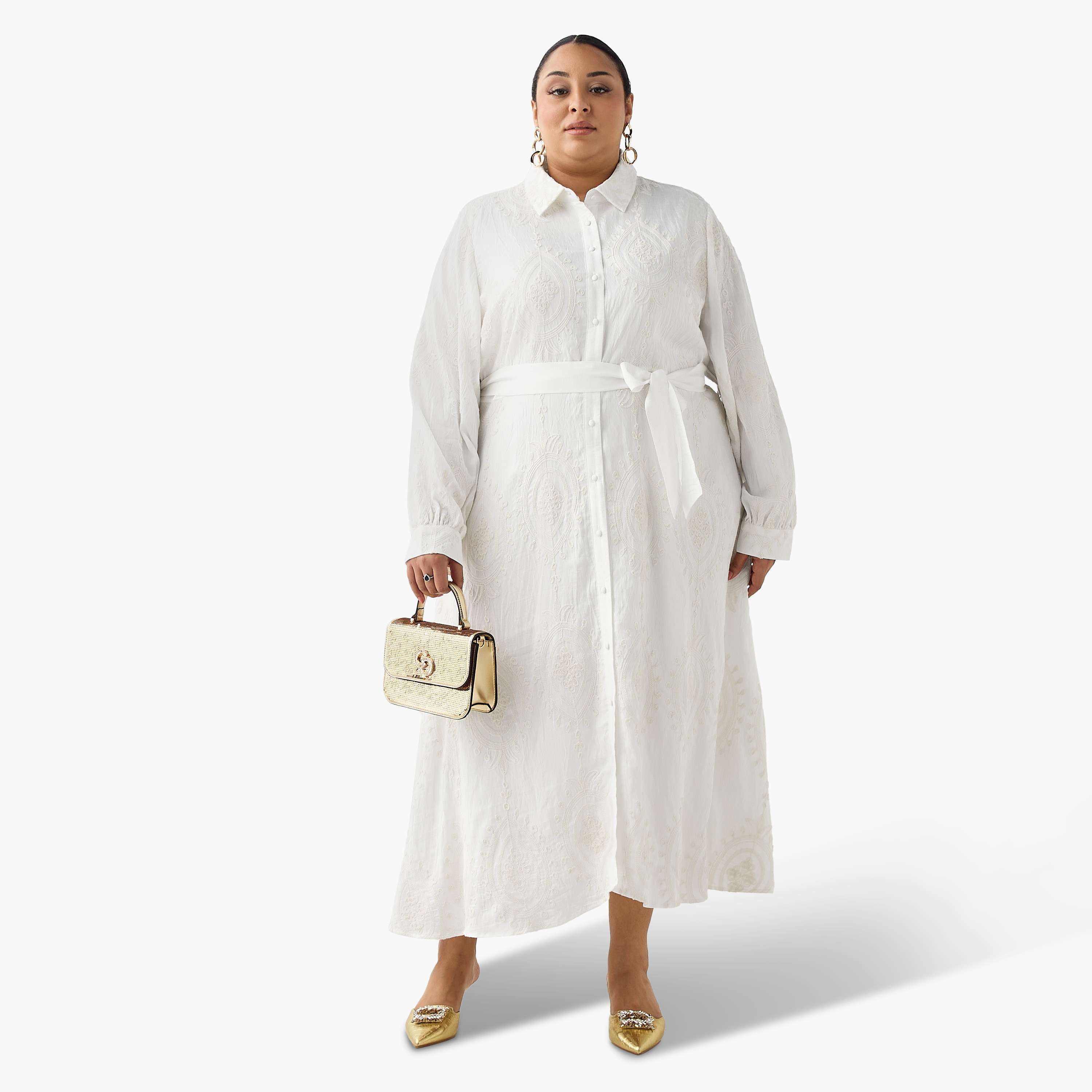 Ulla Popken Midi Shirt Dress with Floral Embroidery-women-clothing-dresses-image-4