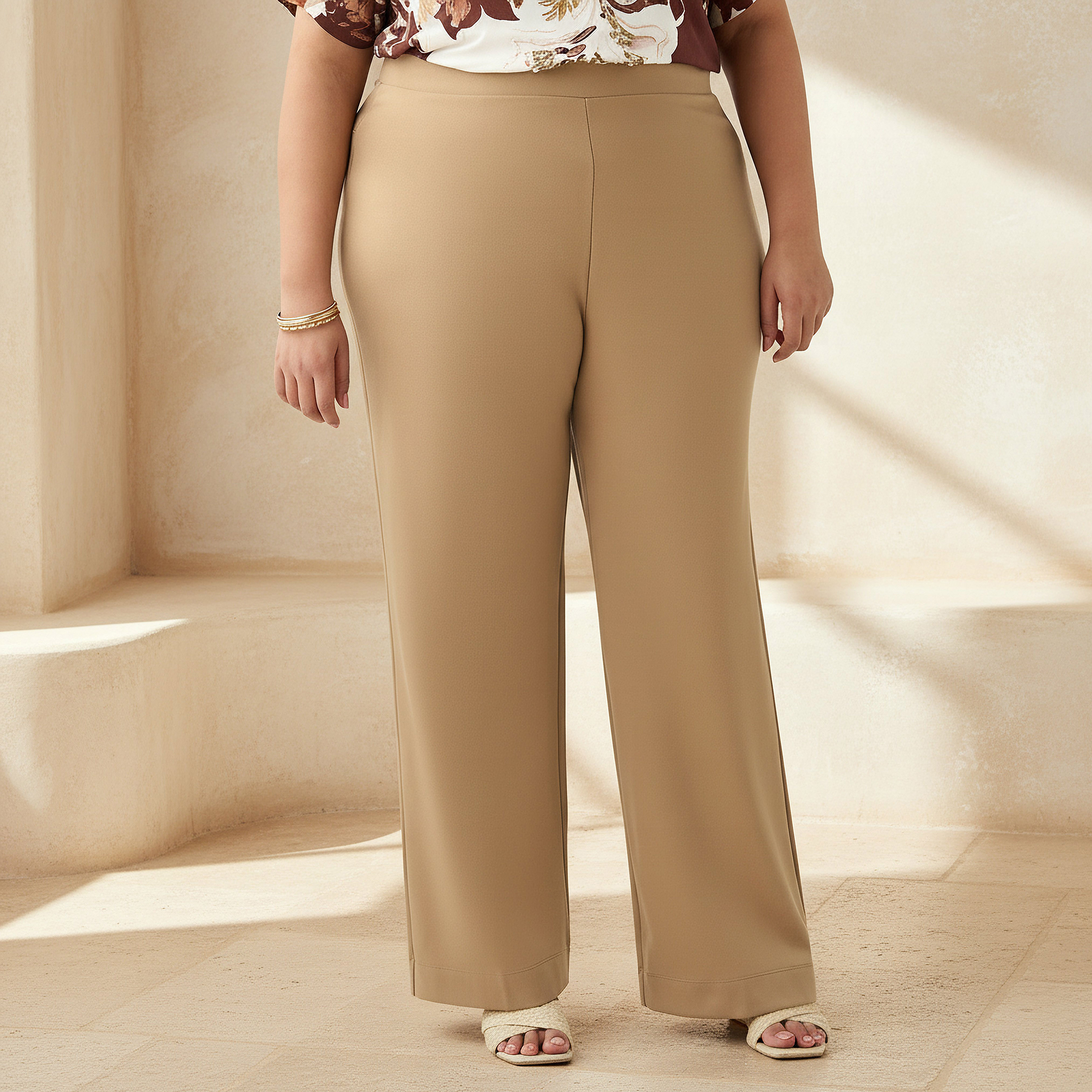 Ulla Popken Straight Fit Ponte Trousers-women-clothing-bottoms-trousers-image-1