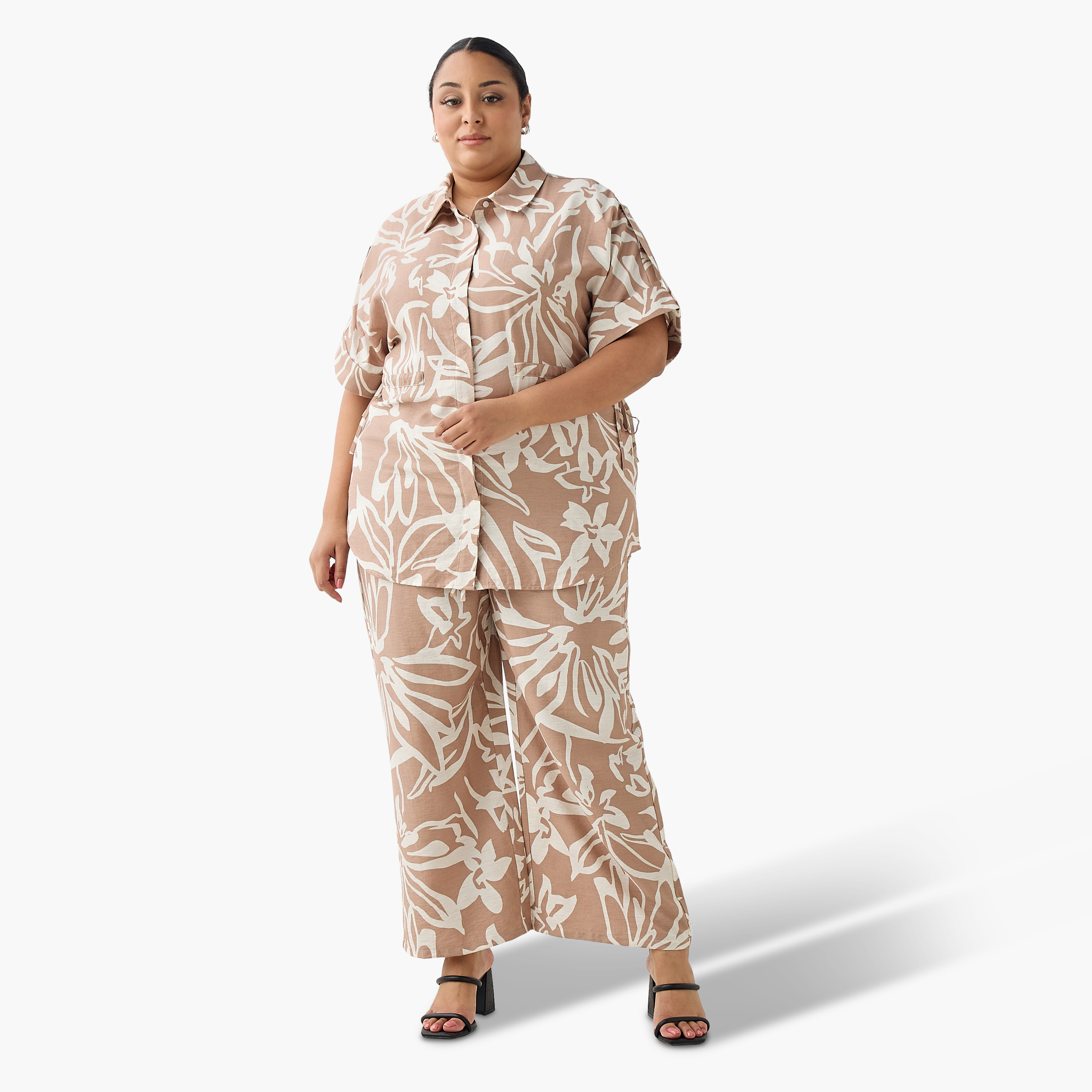 Ulla Popken Relaxed Fit Tie-Up Detail Shirt with Floral Print-women-clothing-shirtsandblouses-shirts-image-3