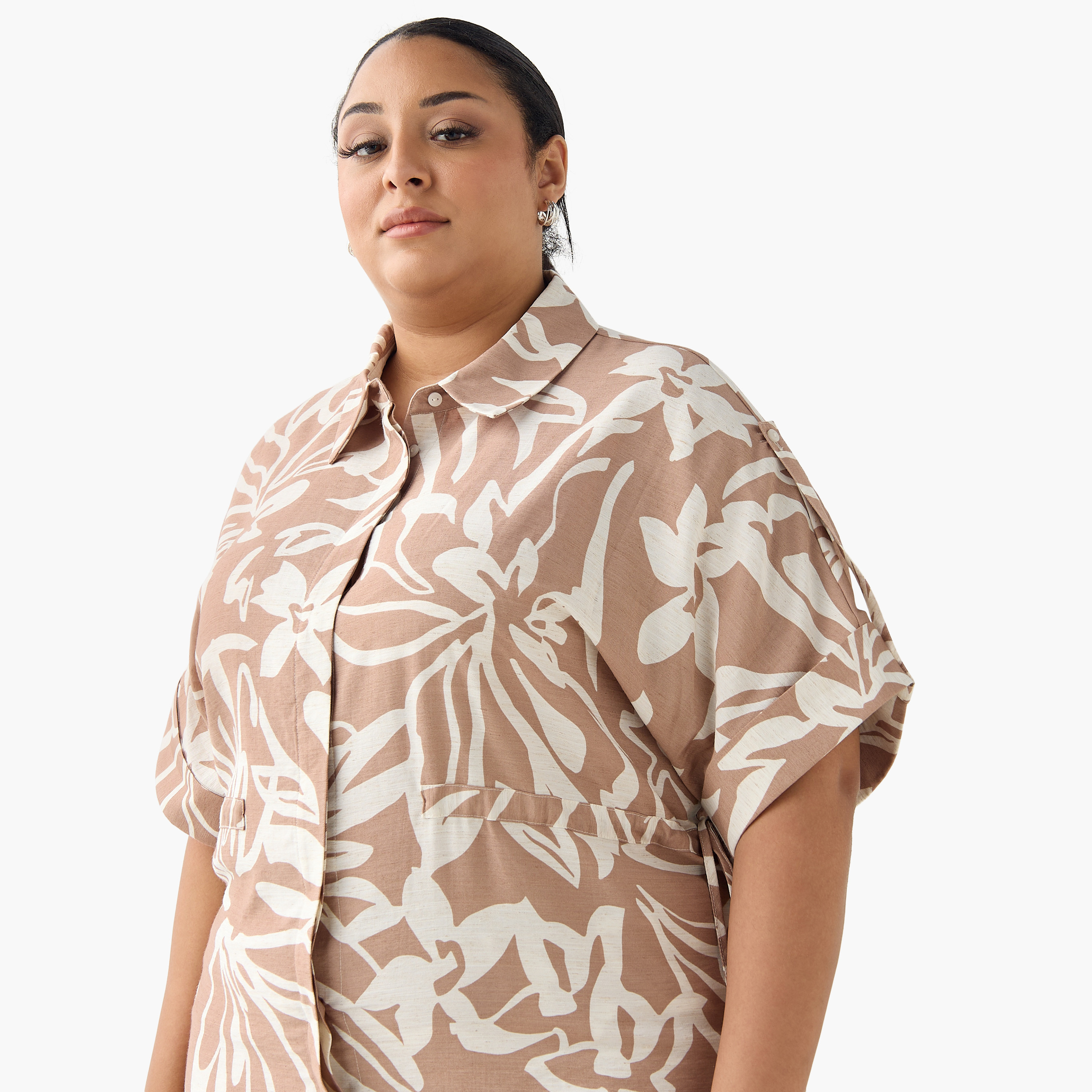 Ulla Popken Relaxed Fit Tie-Up Detail Shirt with Floral Print-women-clothing-shirtsandblouses-shirts-image-5