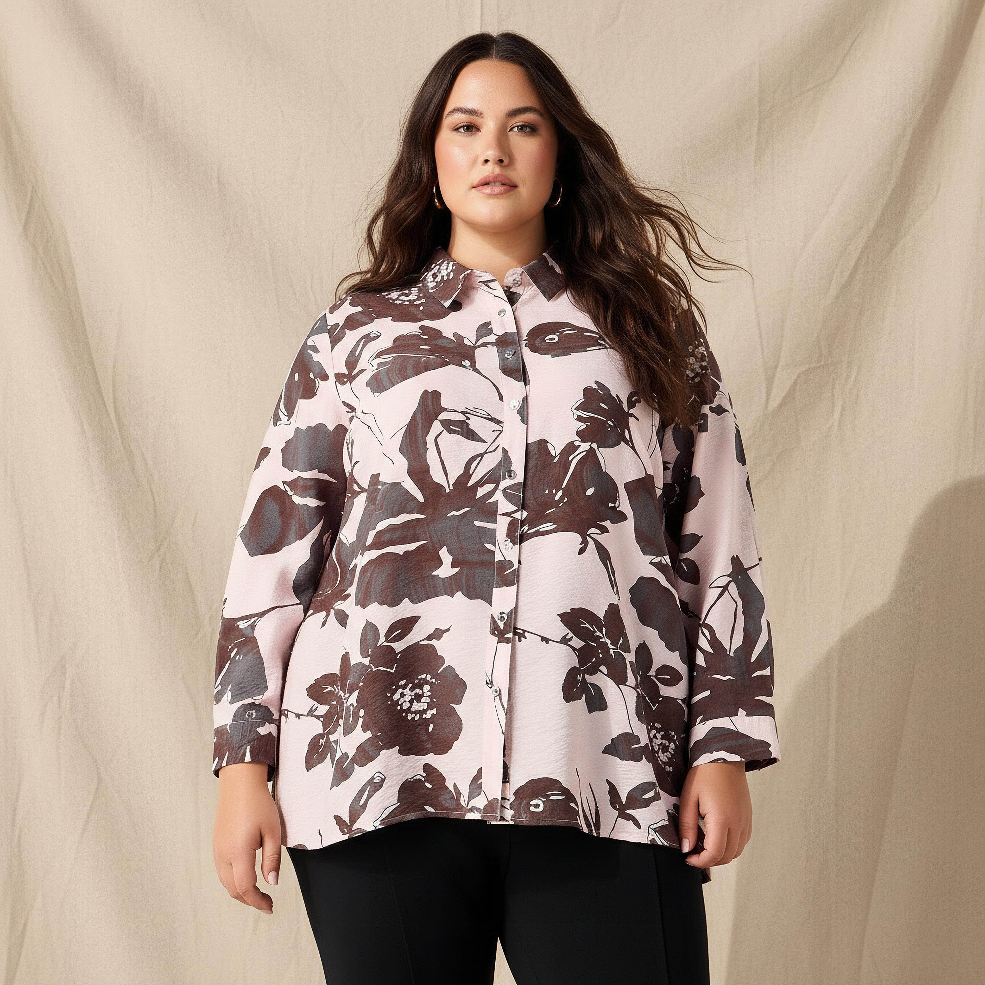 Ulla Popken Relaxed Fit Viscose Printed Shirt-women-clothing-shirtsandblouses-shirts-image-1